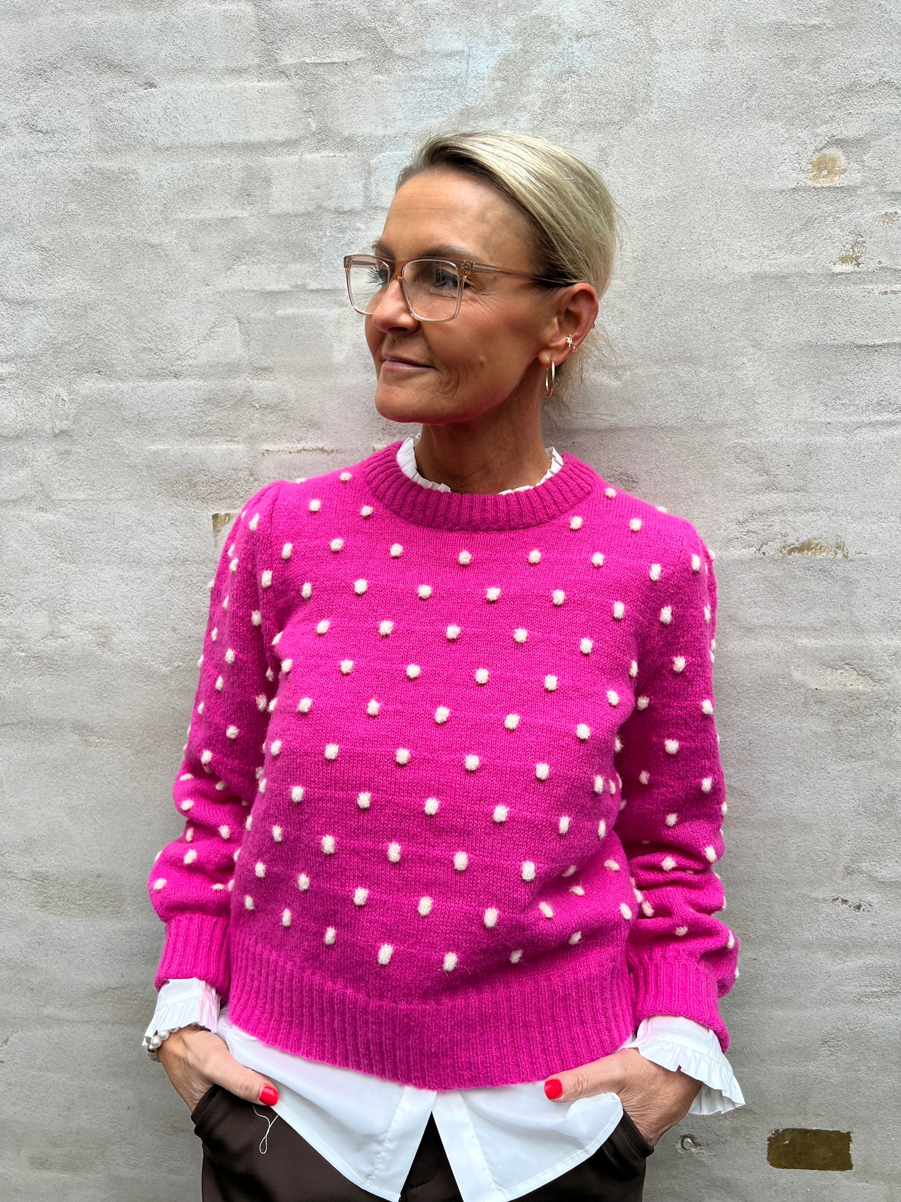 Sigrid life L/S knit dot rose violet