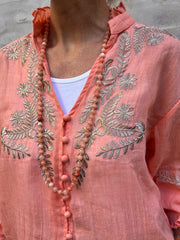 Perle halskæde lys coral