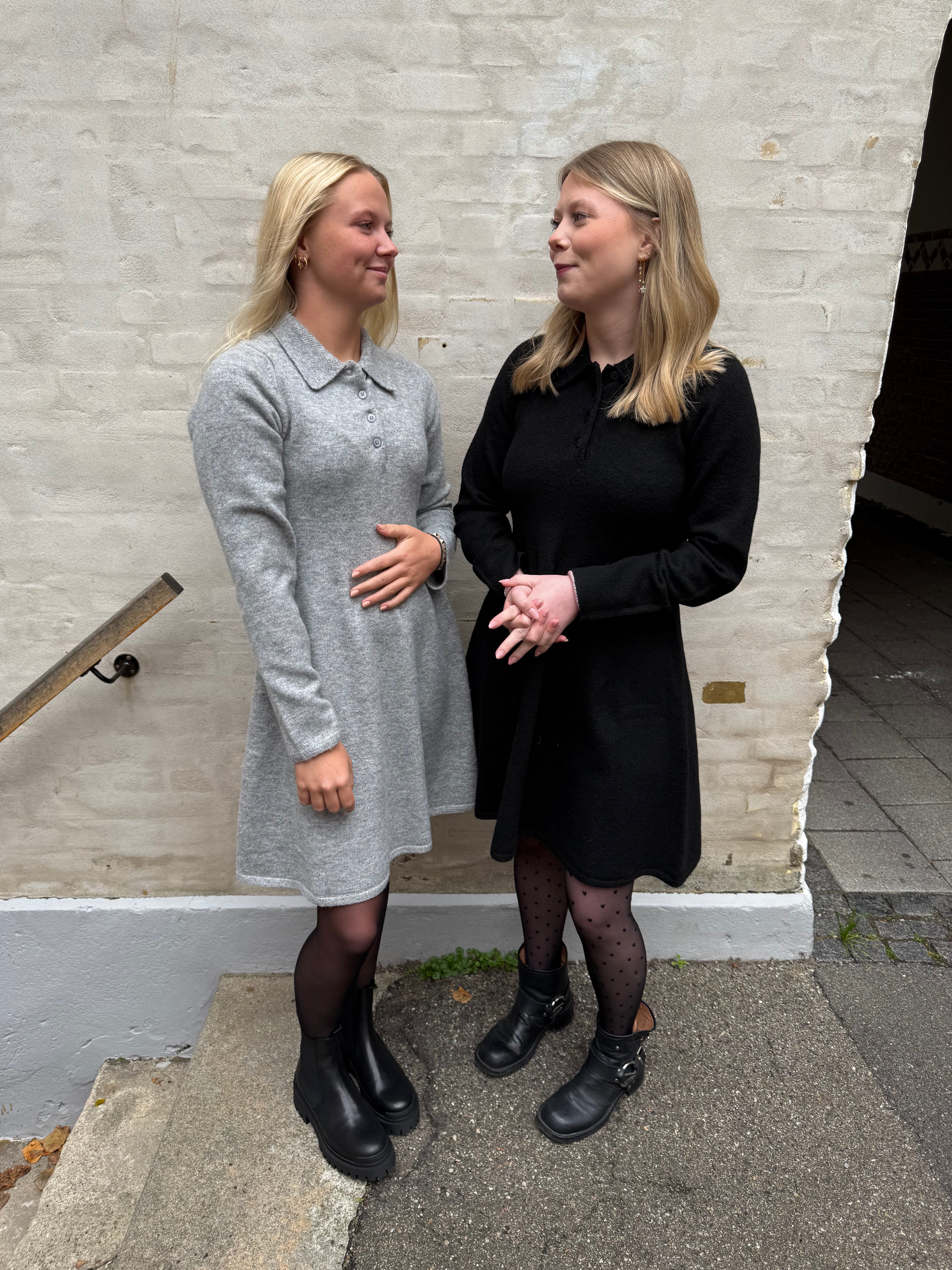 Rosemary Life L/S Collar Dress - Light Grey Melange