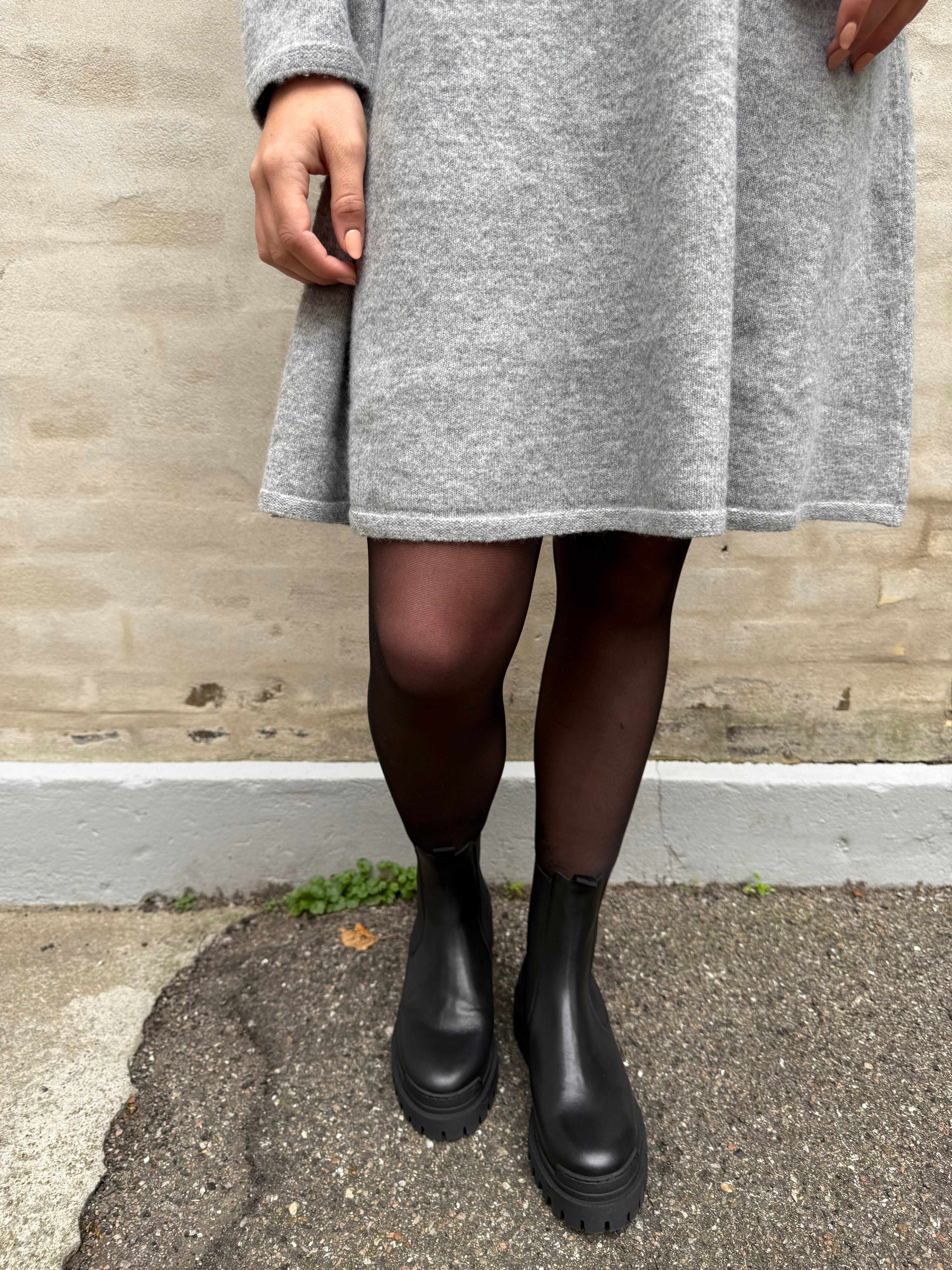 Rosemary Life L/S Collar Dress - Light Grey Melange