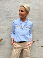 Milli blue stripe patch shirt