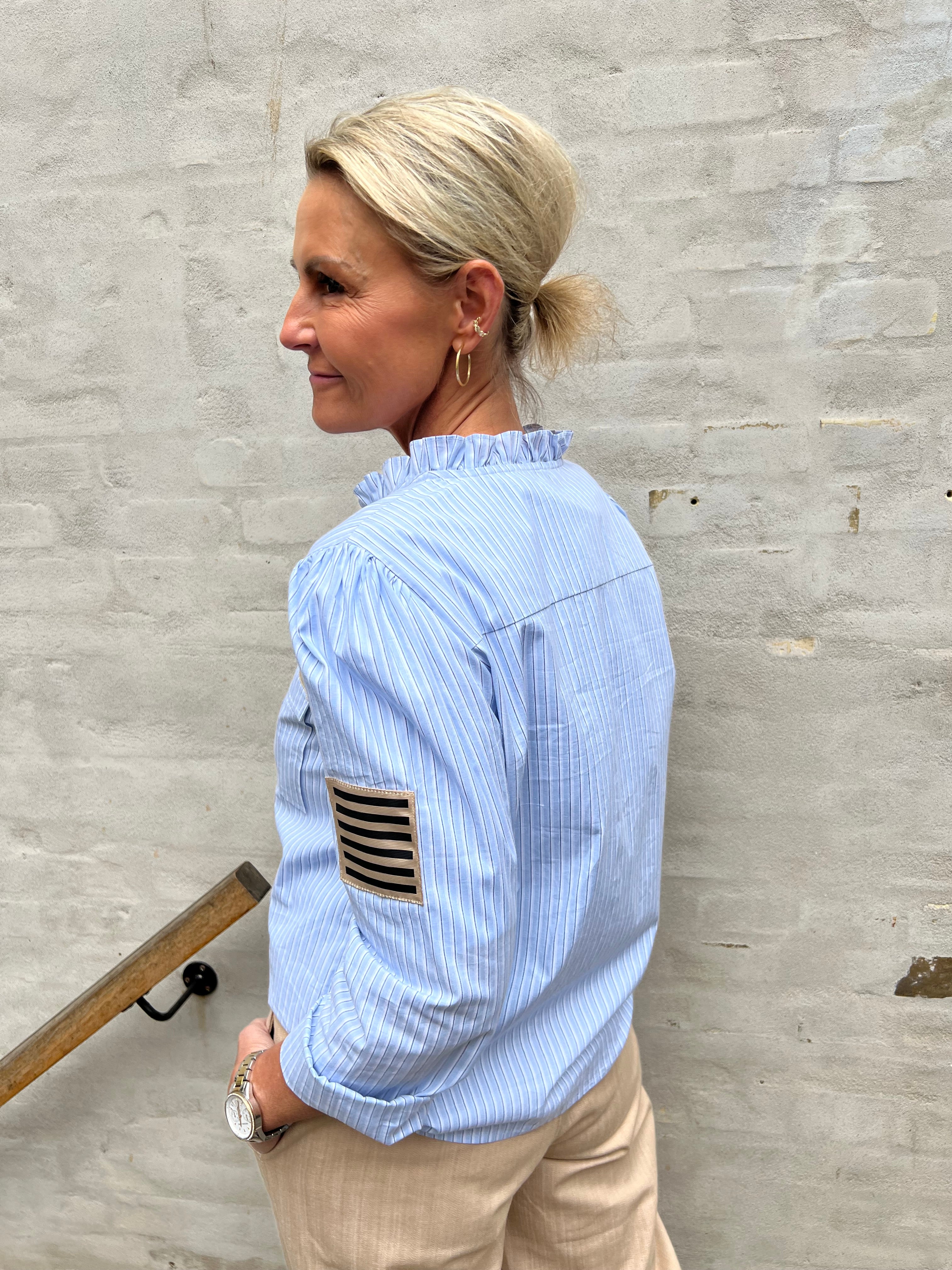 PREORDER- Milli blue stripe patch shirt