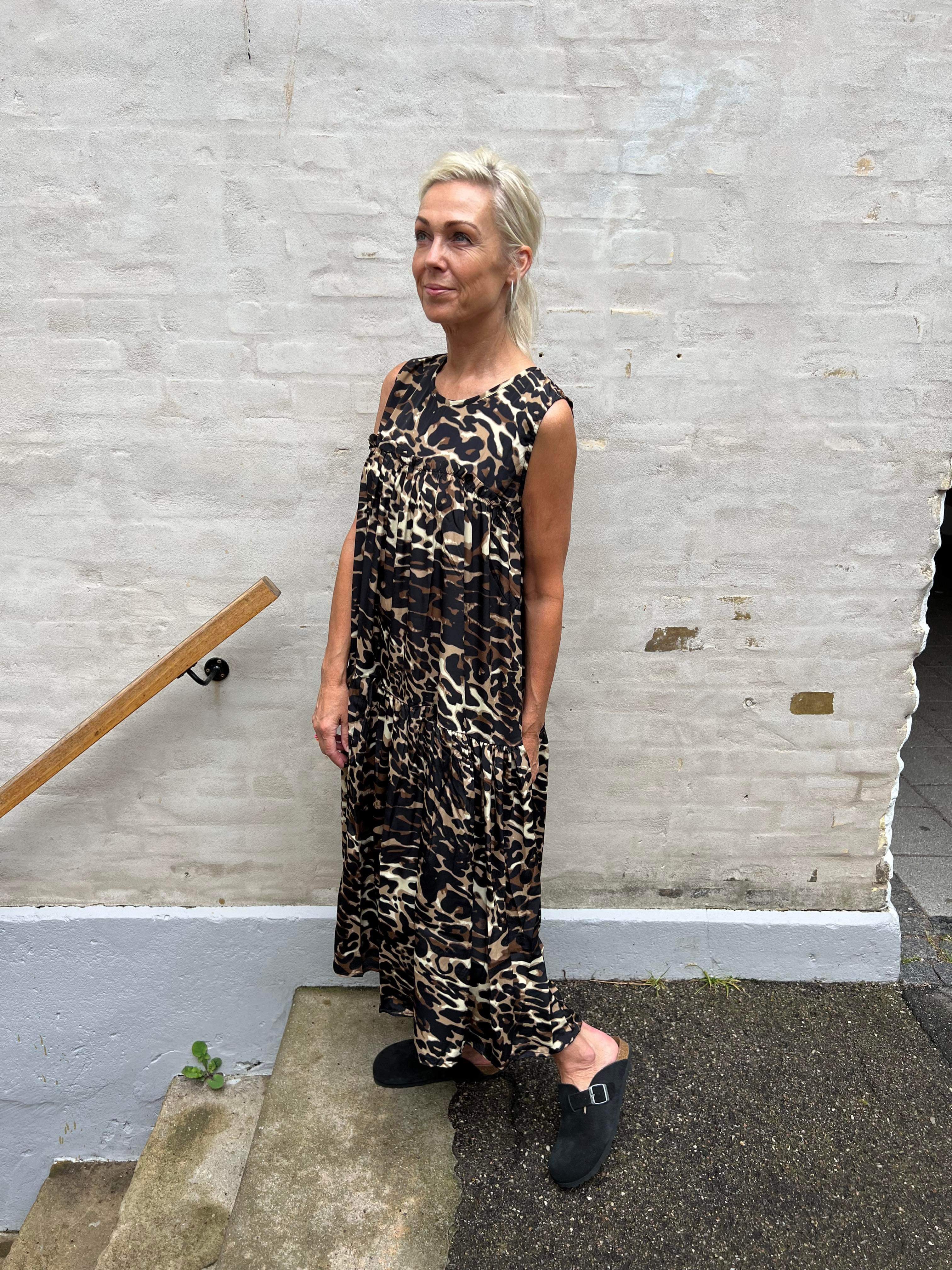 Luna boho midi dress leopard