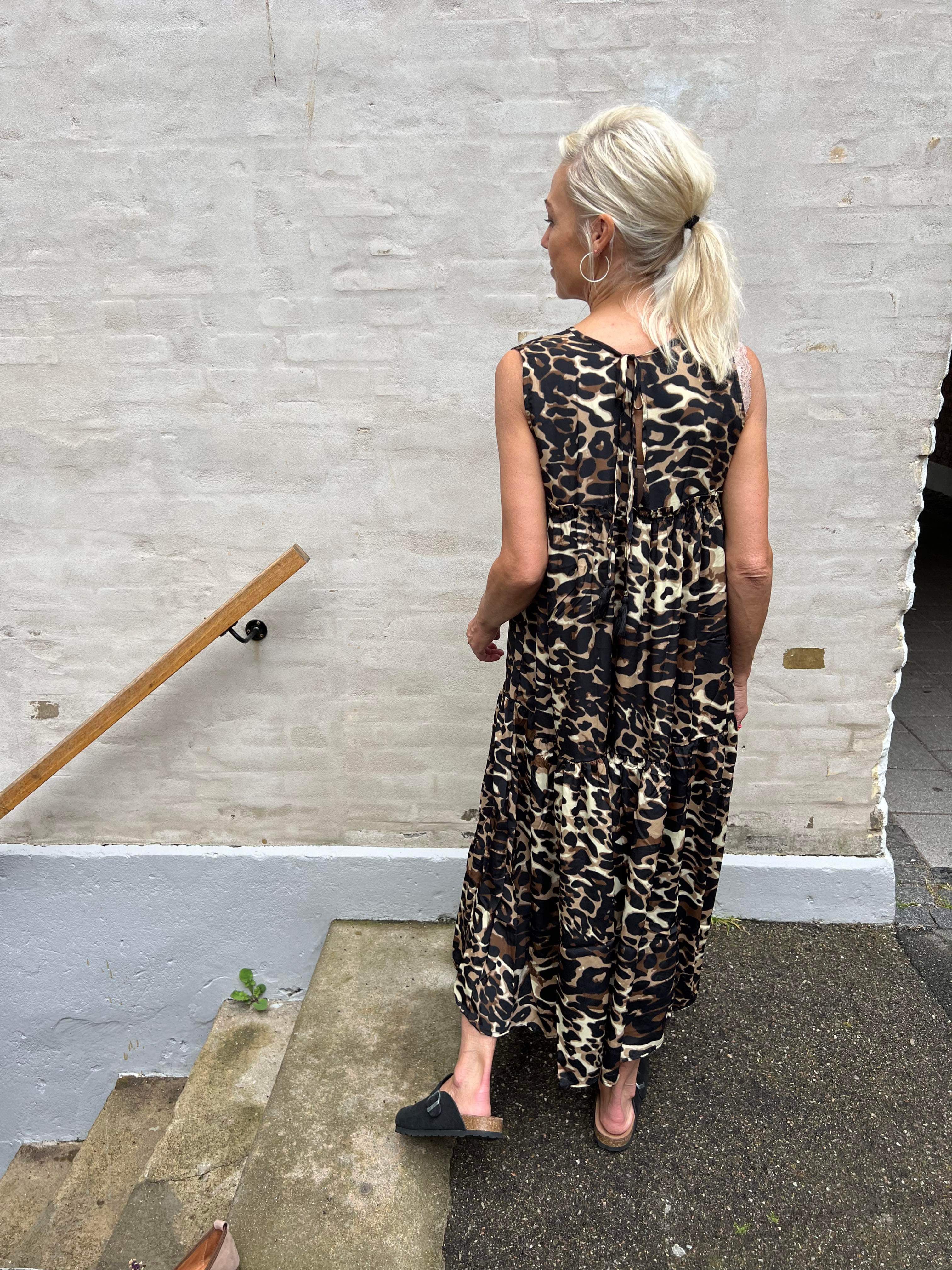 Luna boho midi dress leopard