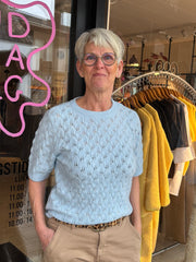 LELOU SS O-NECK KNIT - Cashmere Blue MELANGE