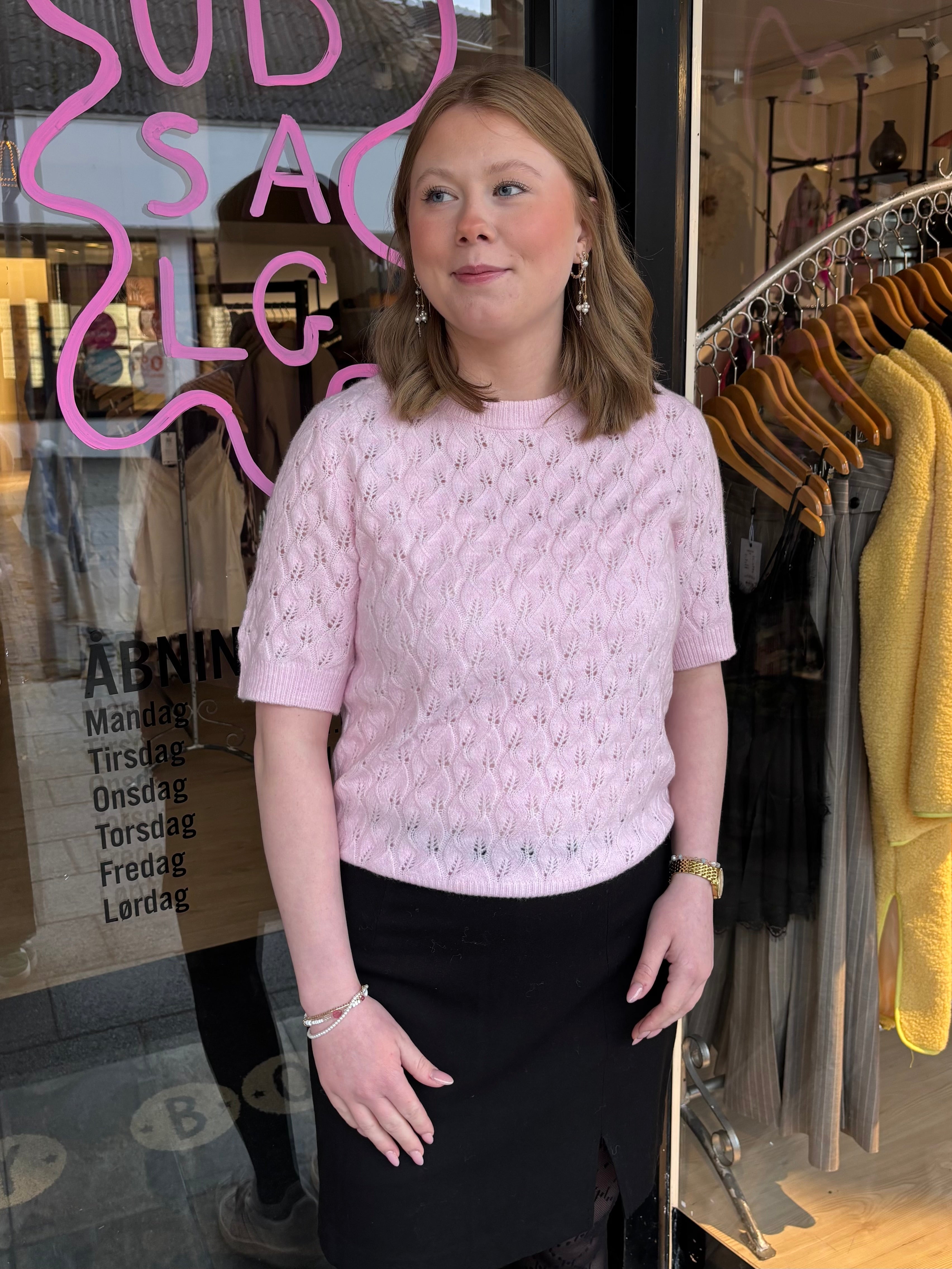 LELOU SS O-NECK KNIT - Roseate Spoonbill MELANGE