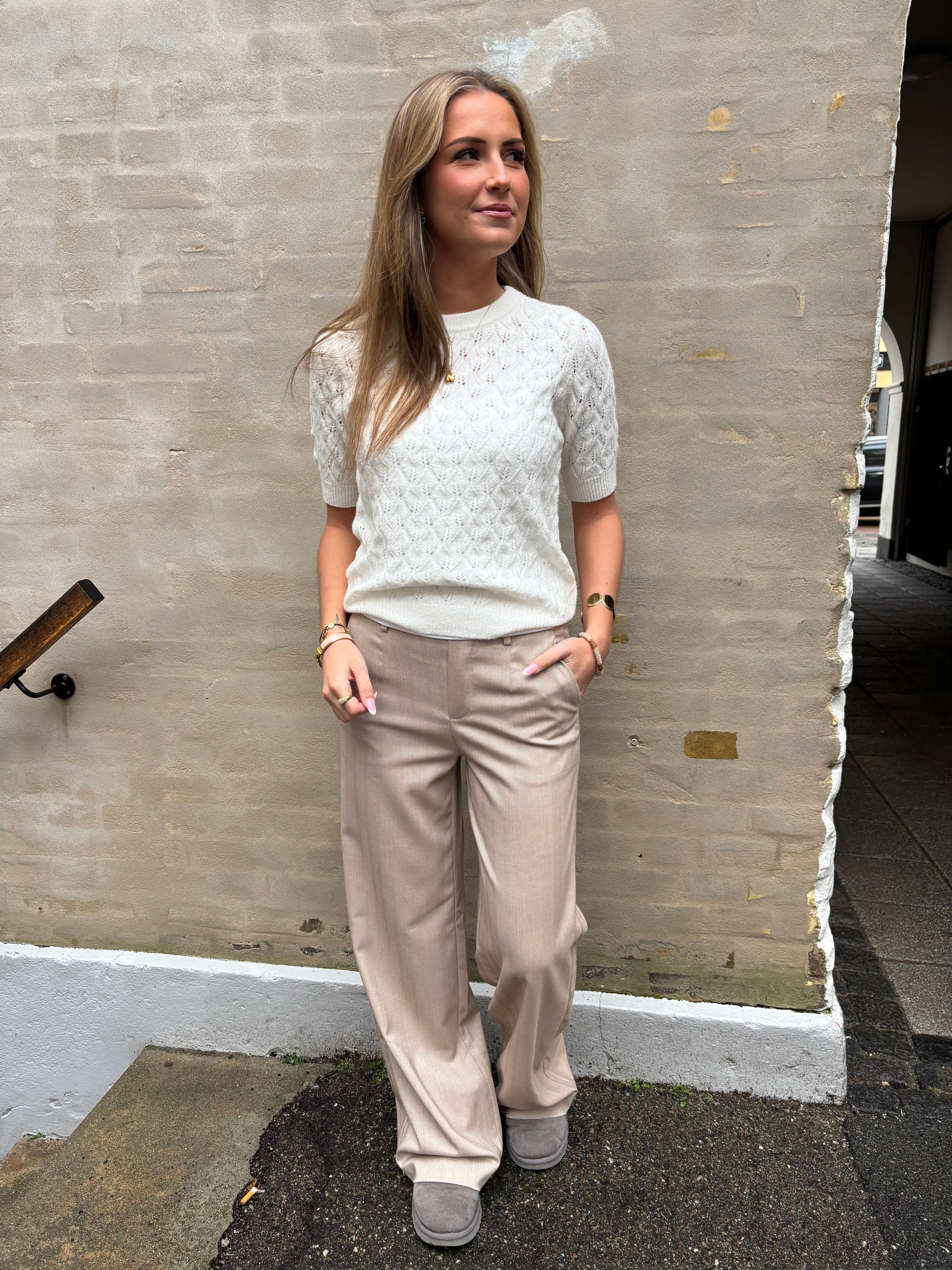 Lisa WIDE pant - Fossil Sandshell special stripe