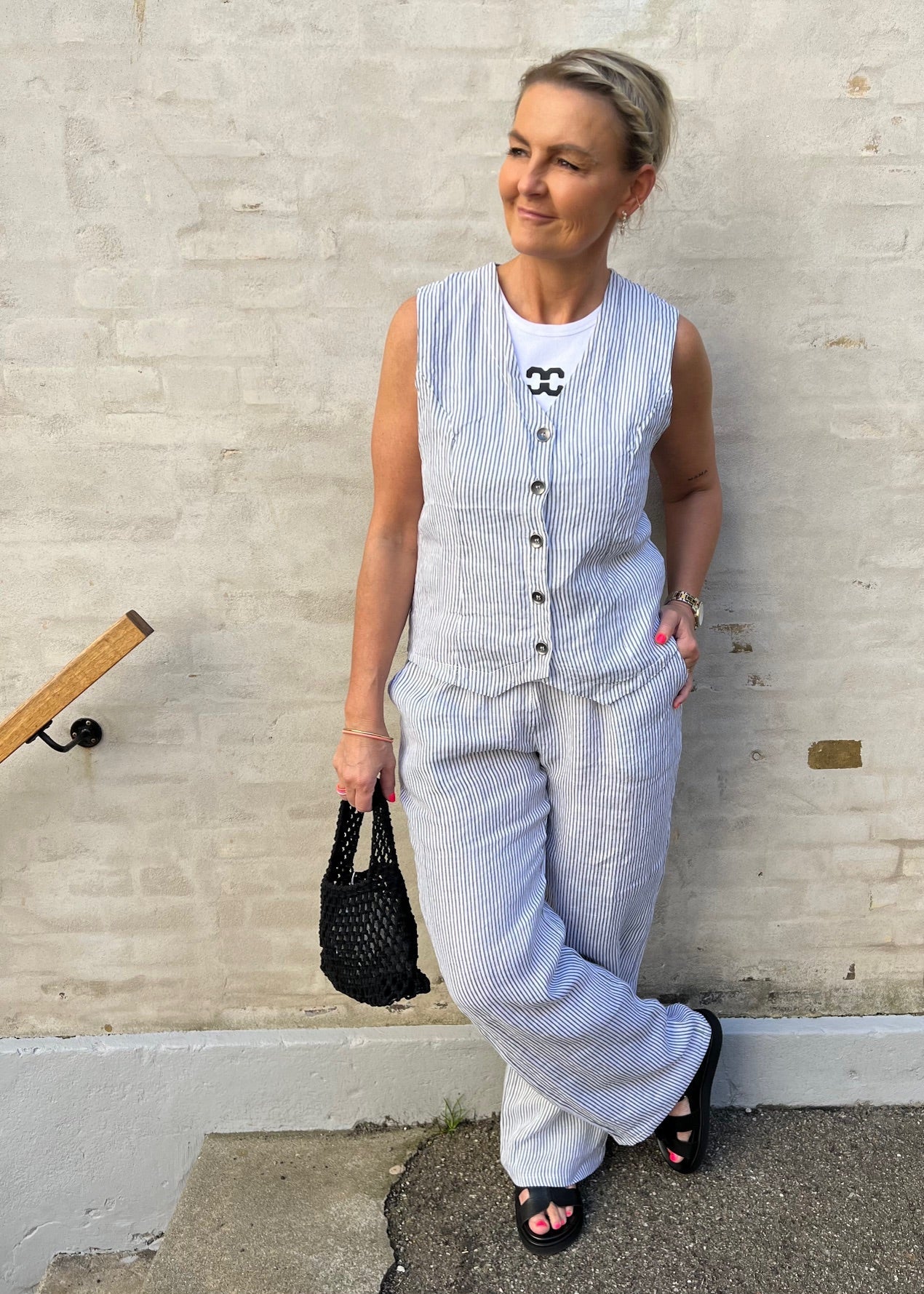 Melina wide linen pant nothern grey