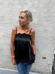 Evie Lace Strap Top - Black