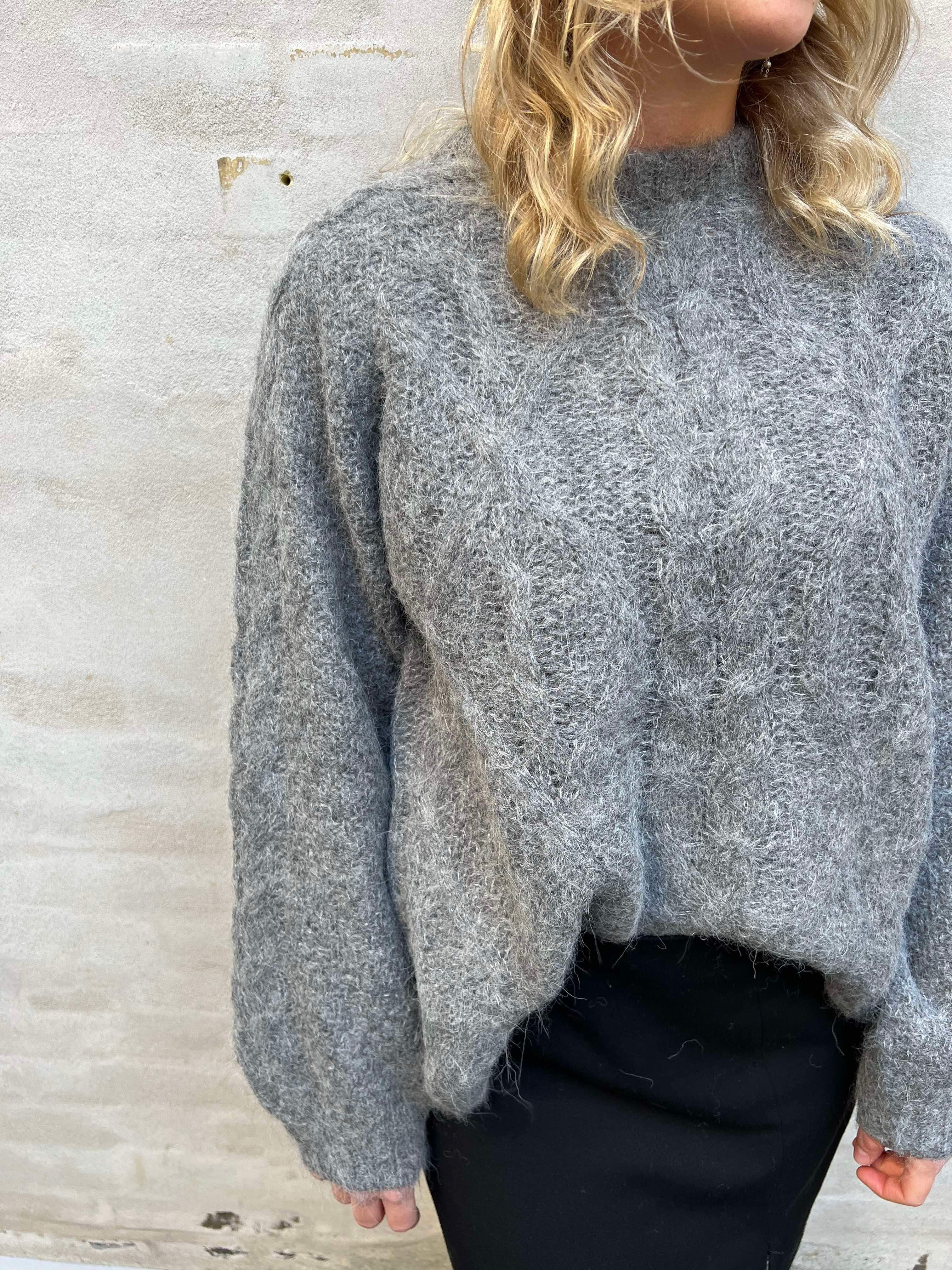 Smilla knit L/S pullover medium grey melange