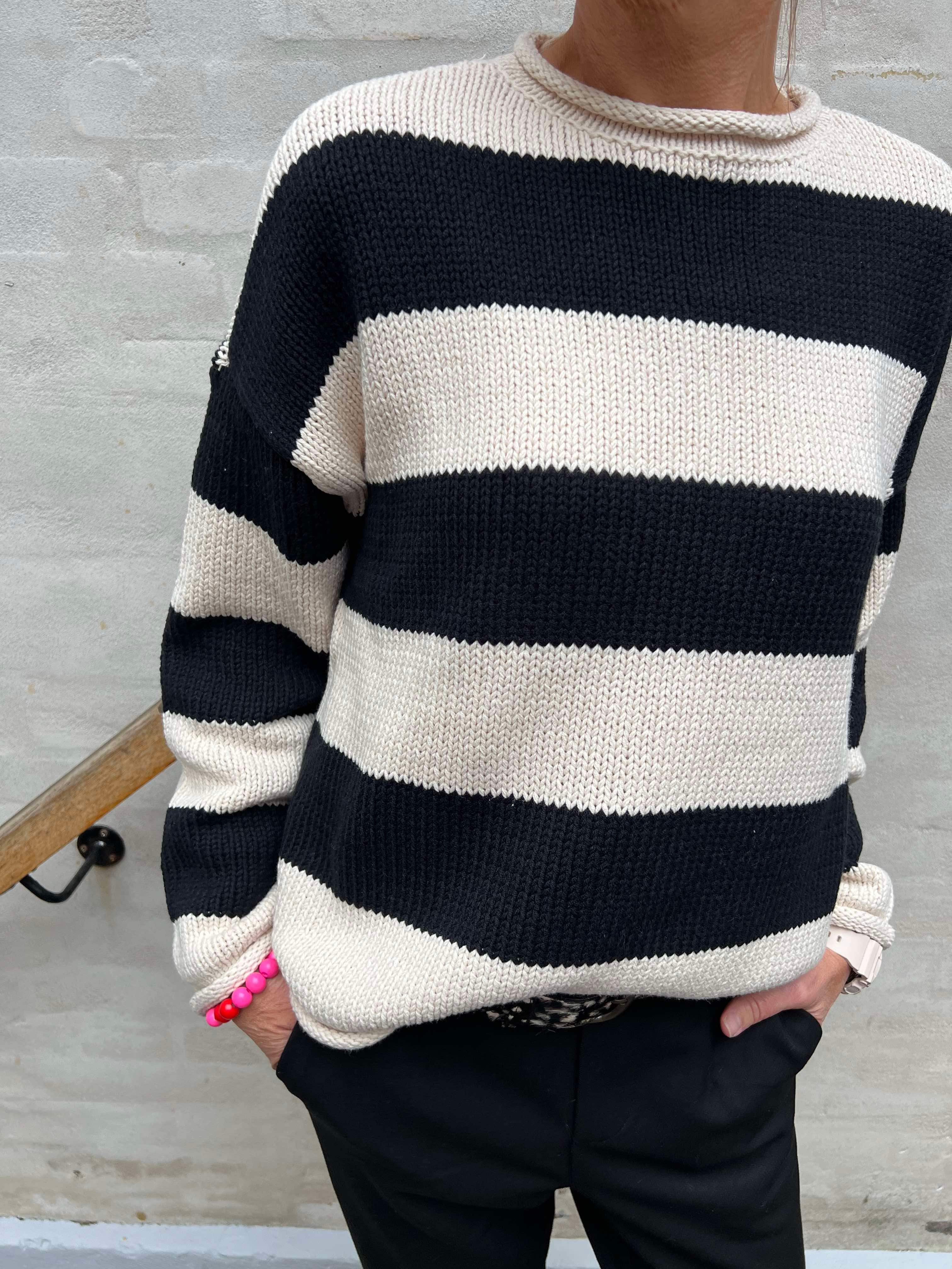 Leonora rolledge pullover birch/black stripes