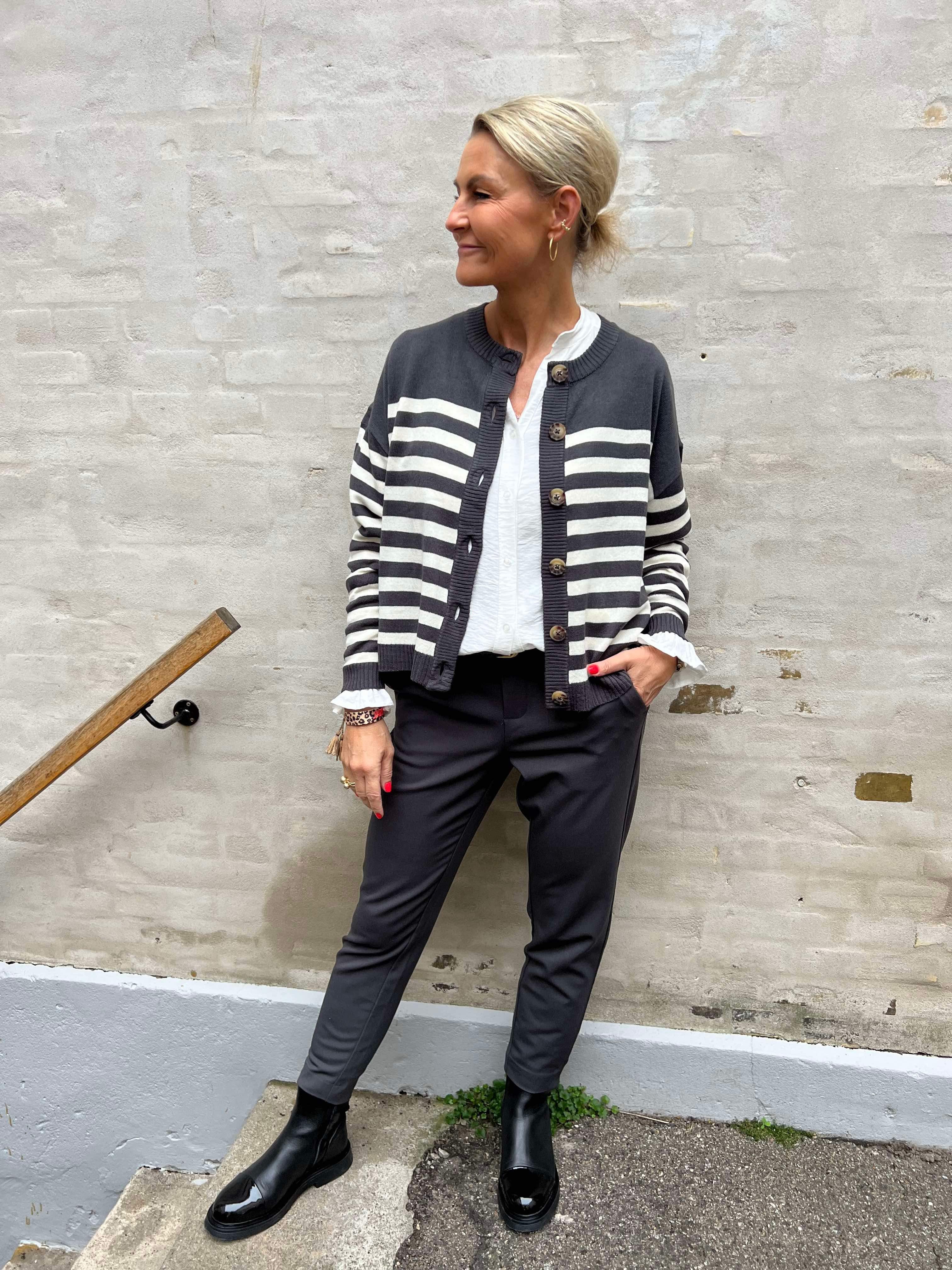 Bay cardigan phantom/whitecap stripe