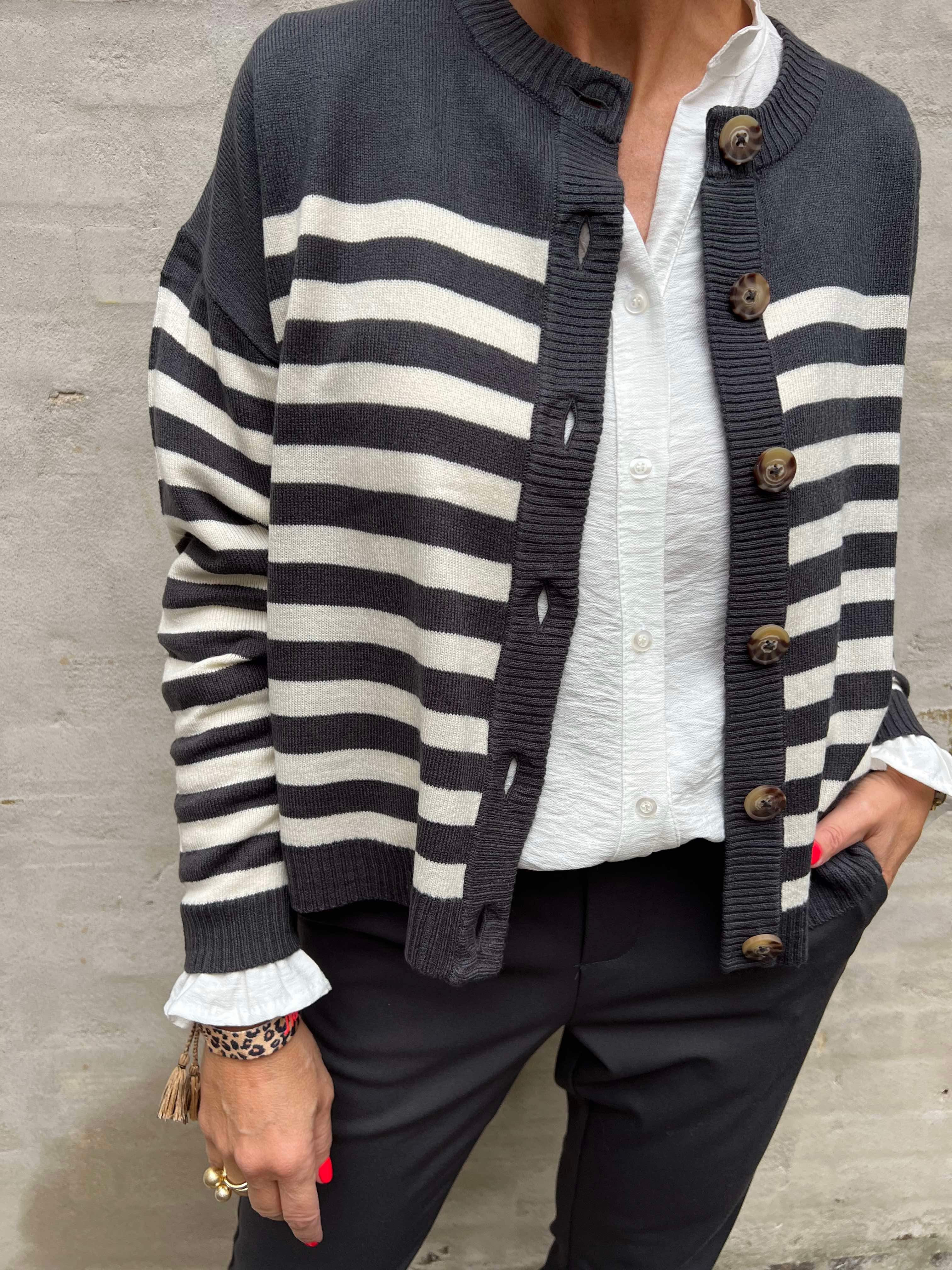 Bay cardigan phantom/whitecap stripe