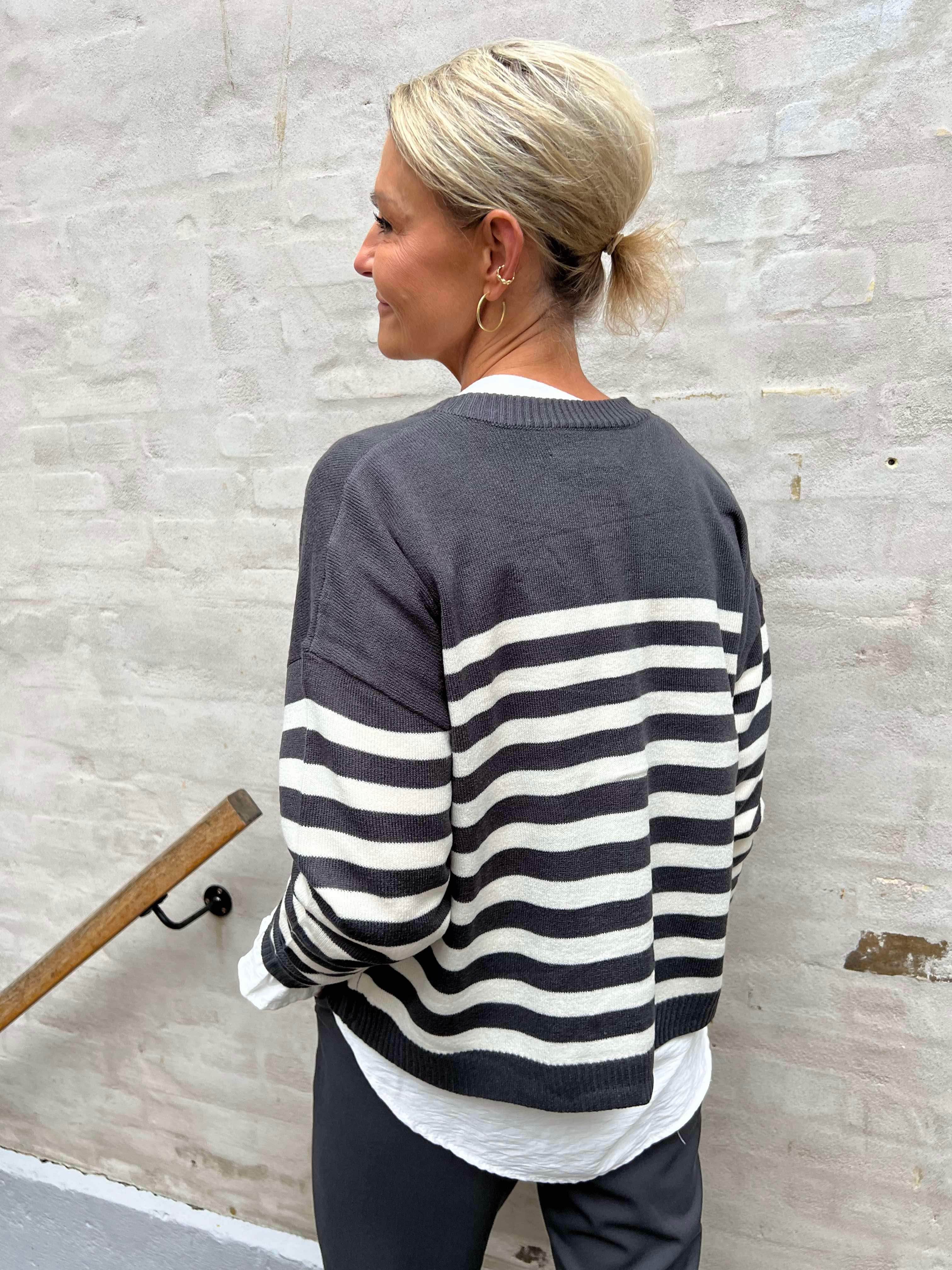 Bay cardigan phantom/whitecap stripe