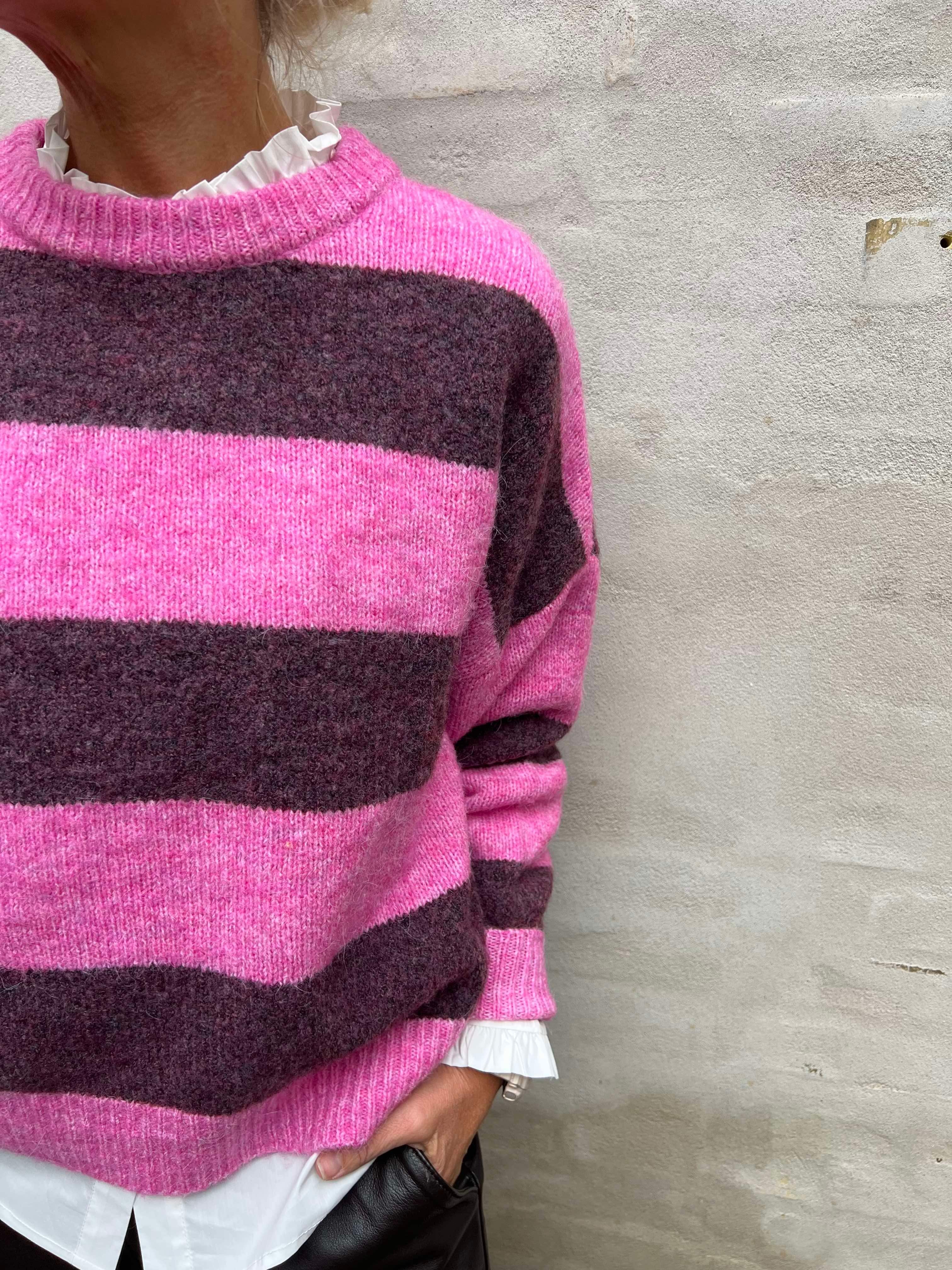 Kimmy pullover pink/violet melange stripe