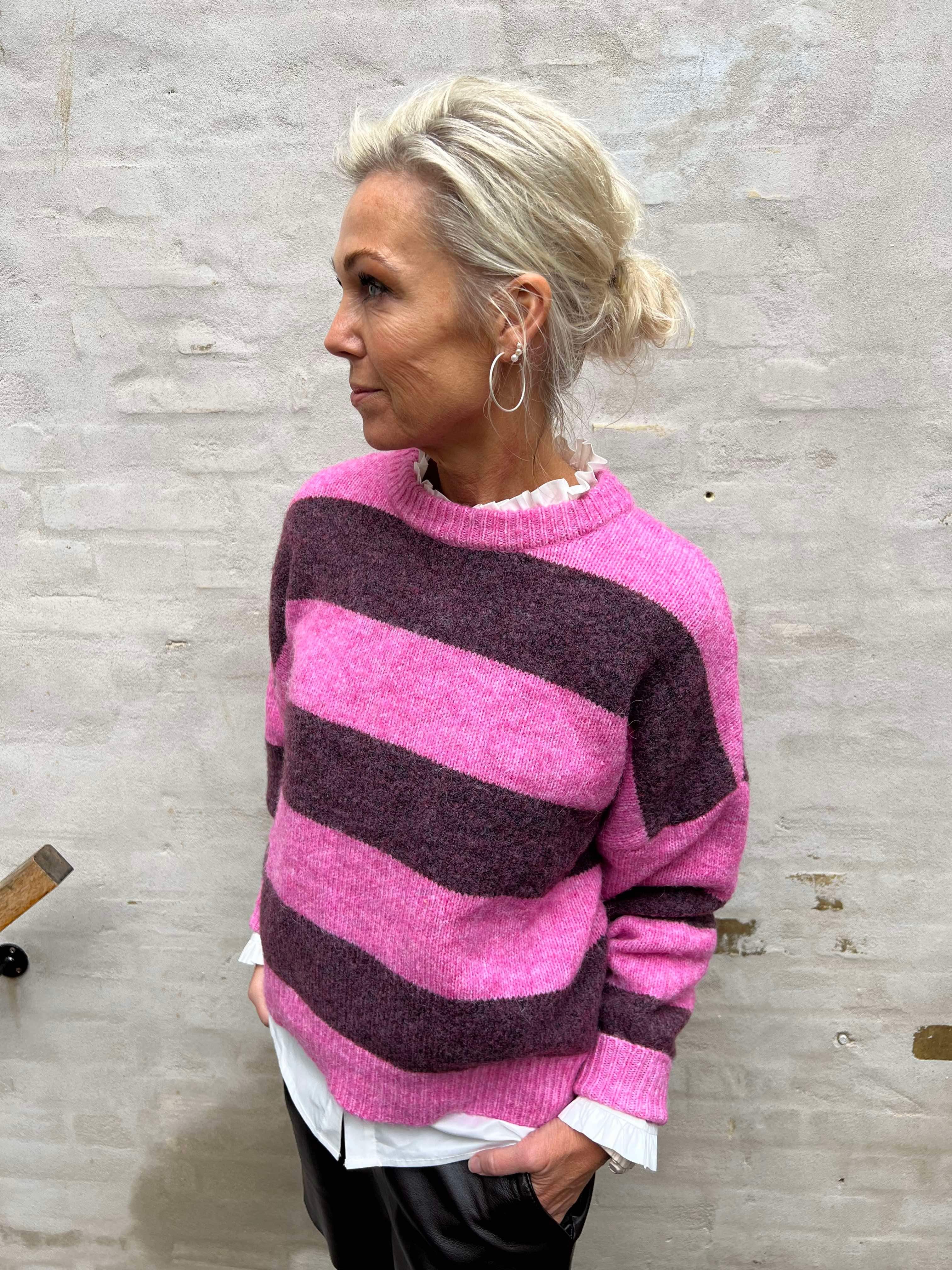 Kimmy pullover pink/violet melange stripe