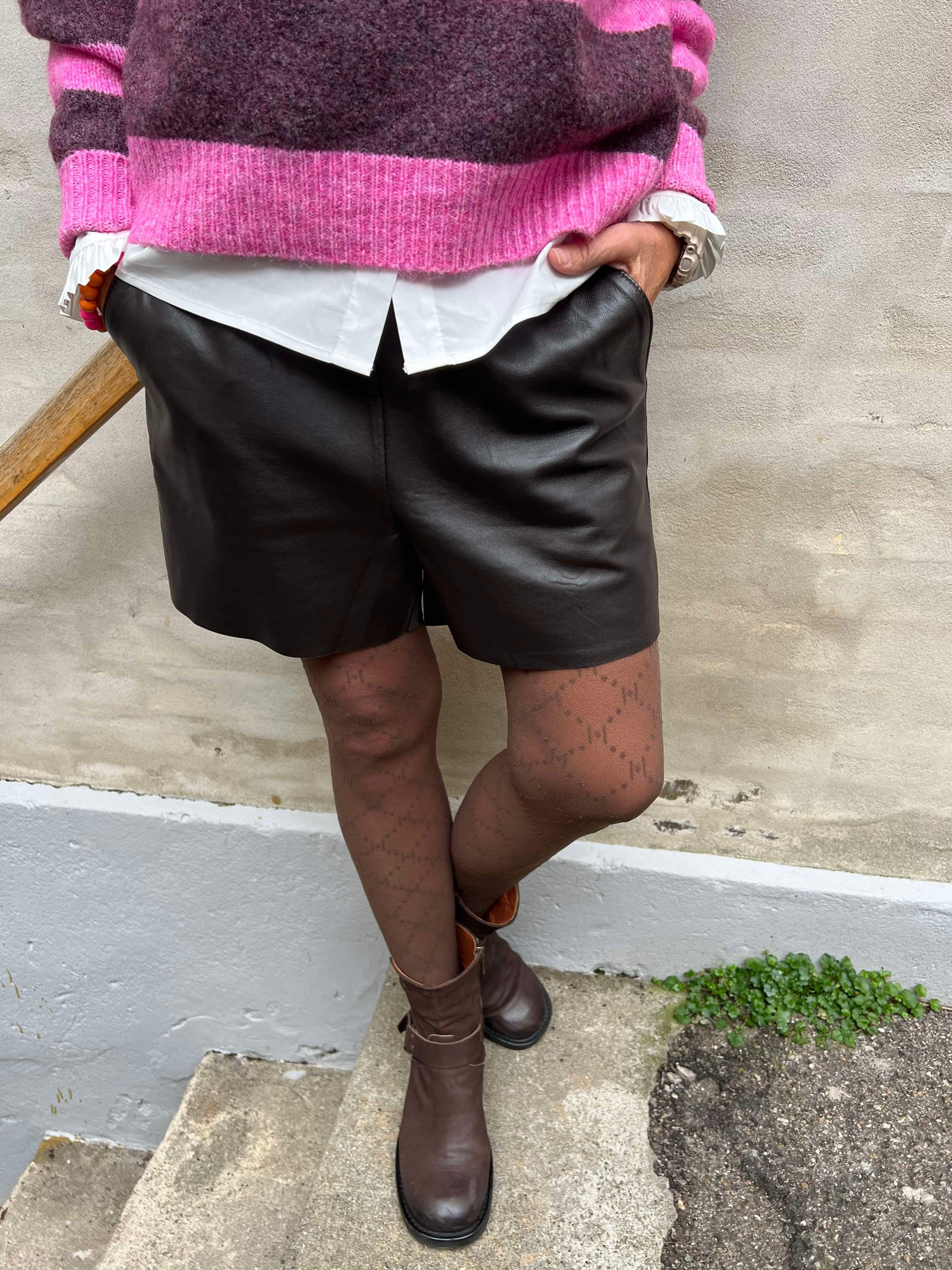 Notyz leather shorts dark chokolate brown