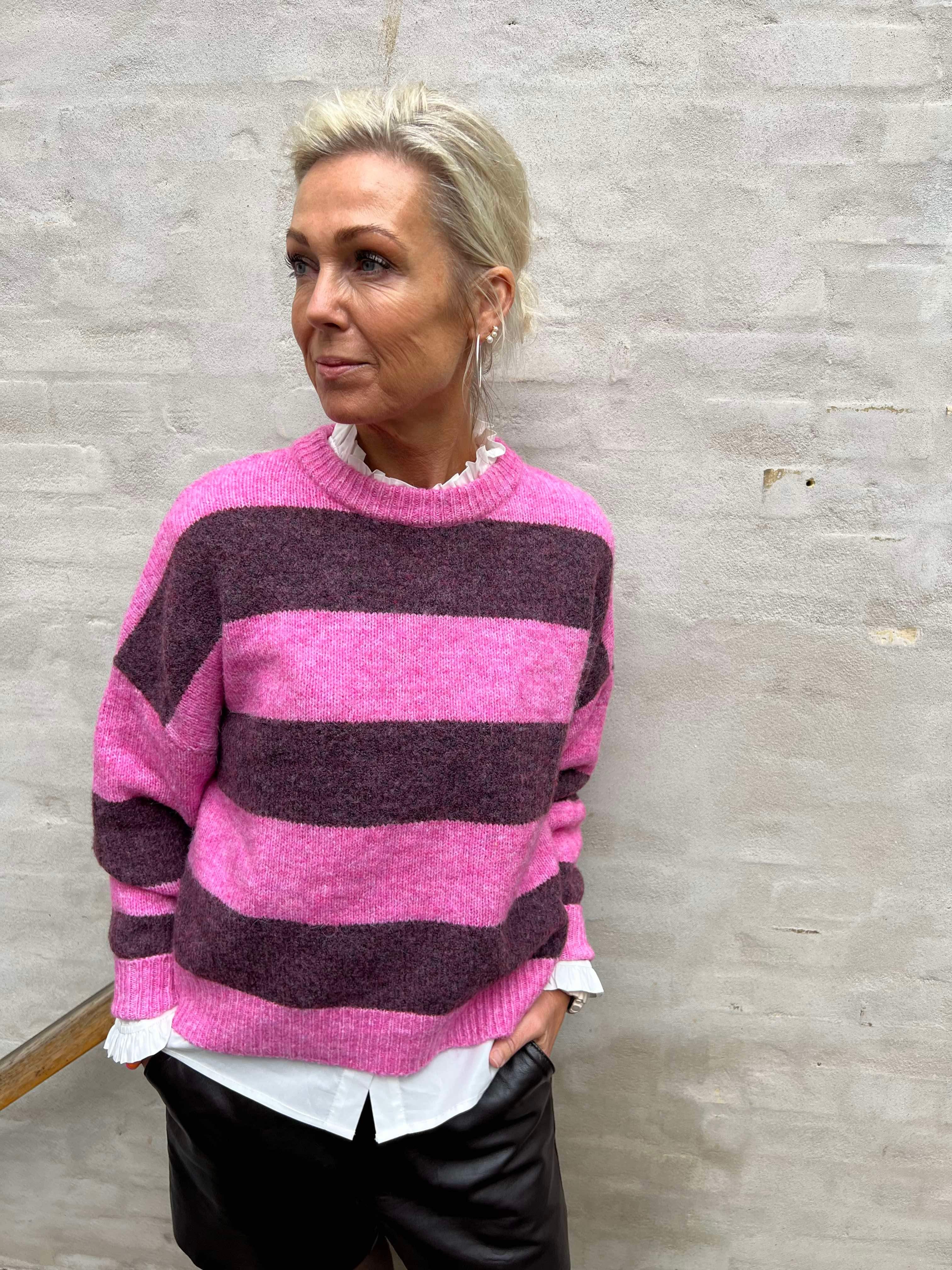 Kimmy pullover pink/violet melange stripe