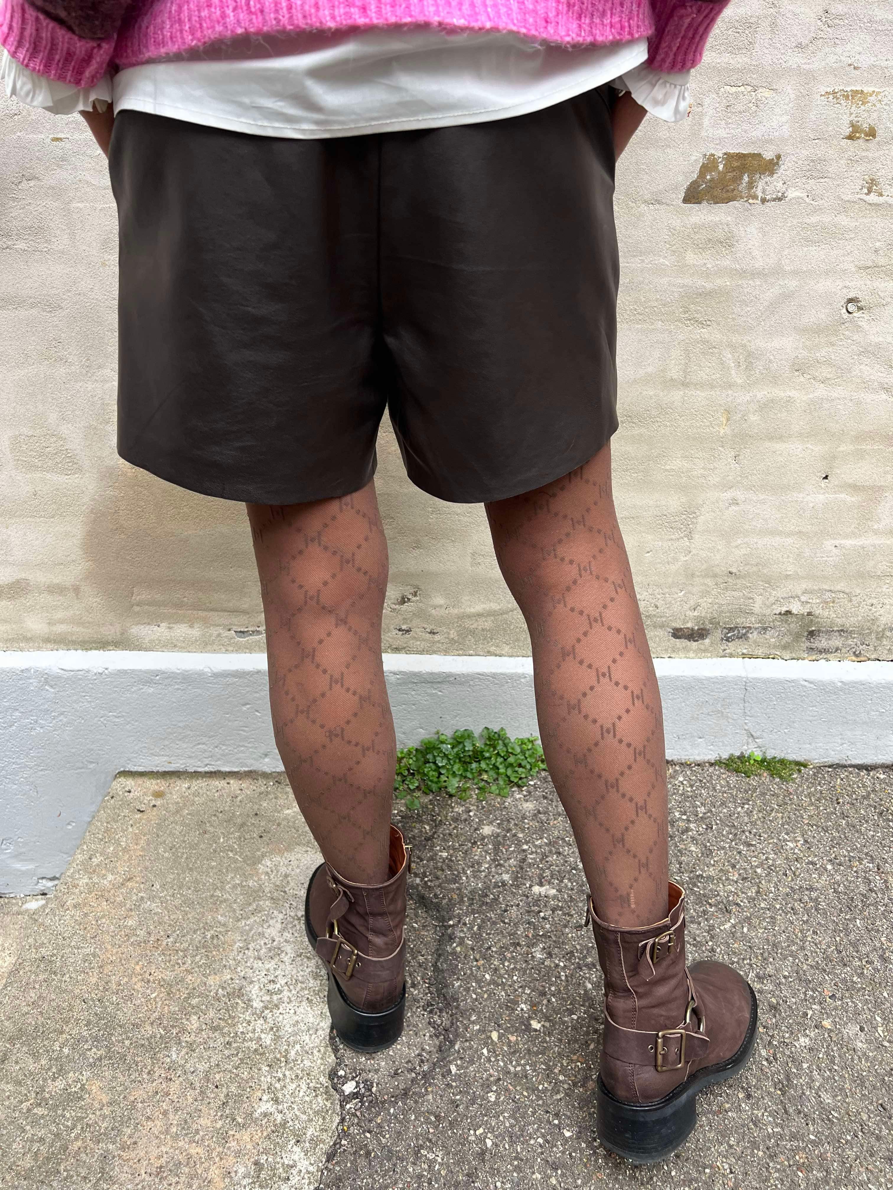 Notyz leather shorts dark chokolate brown