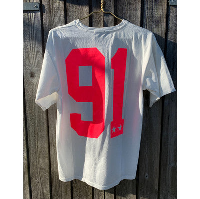 91 T-shirt white/coral