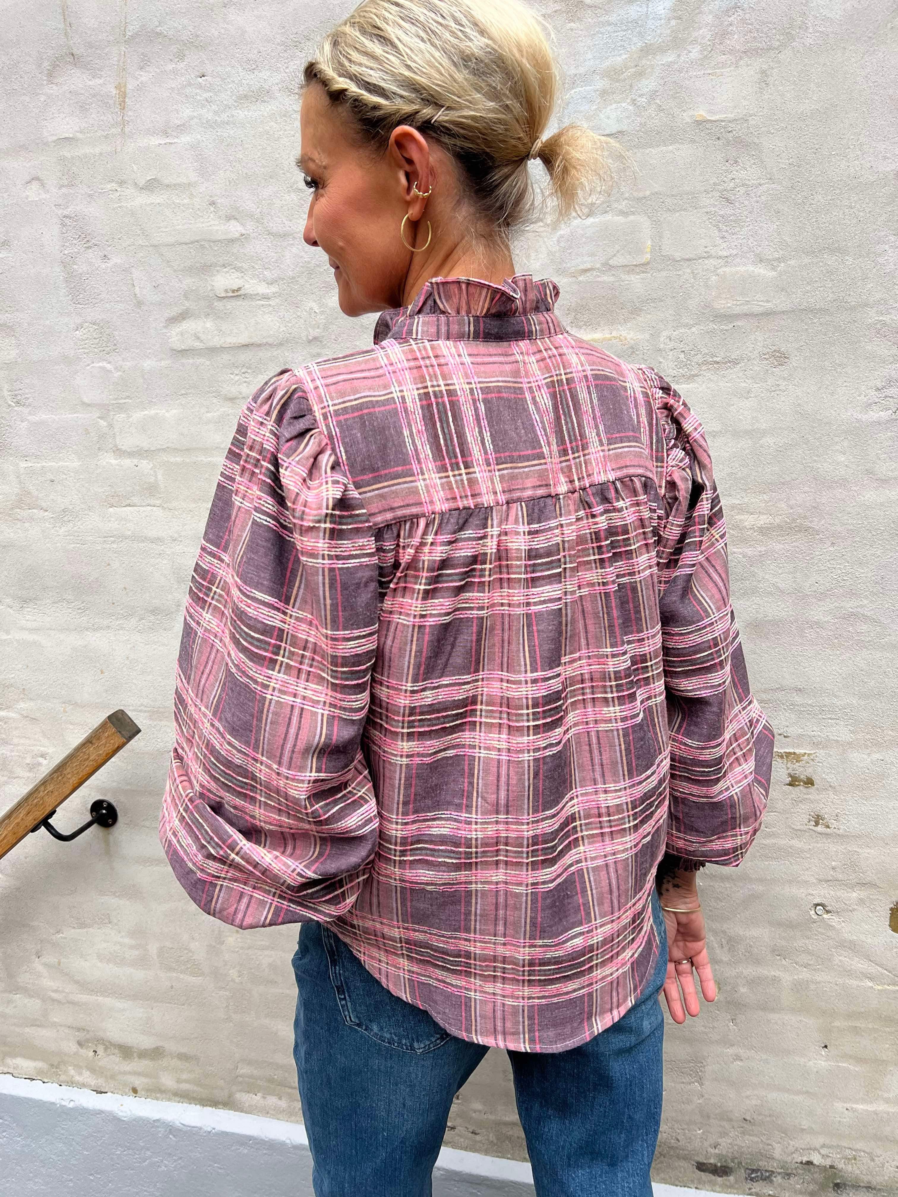 MijaGO blouse pink check  mix