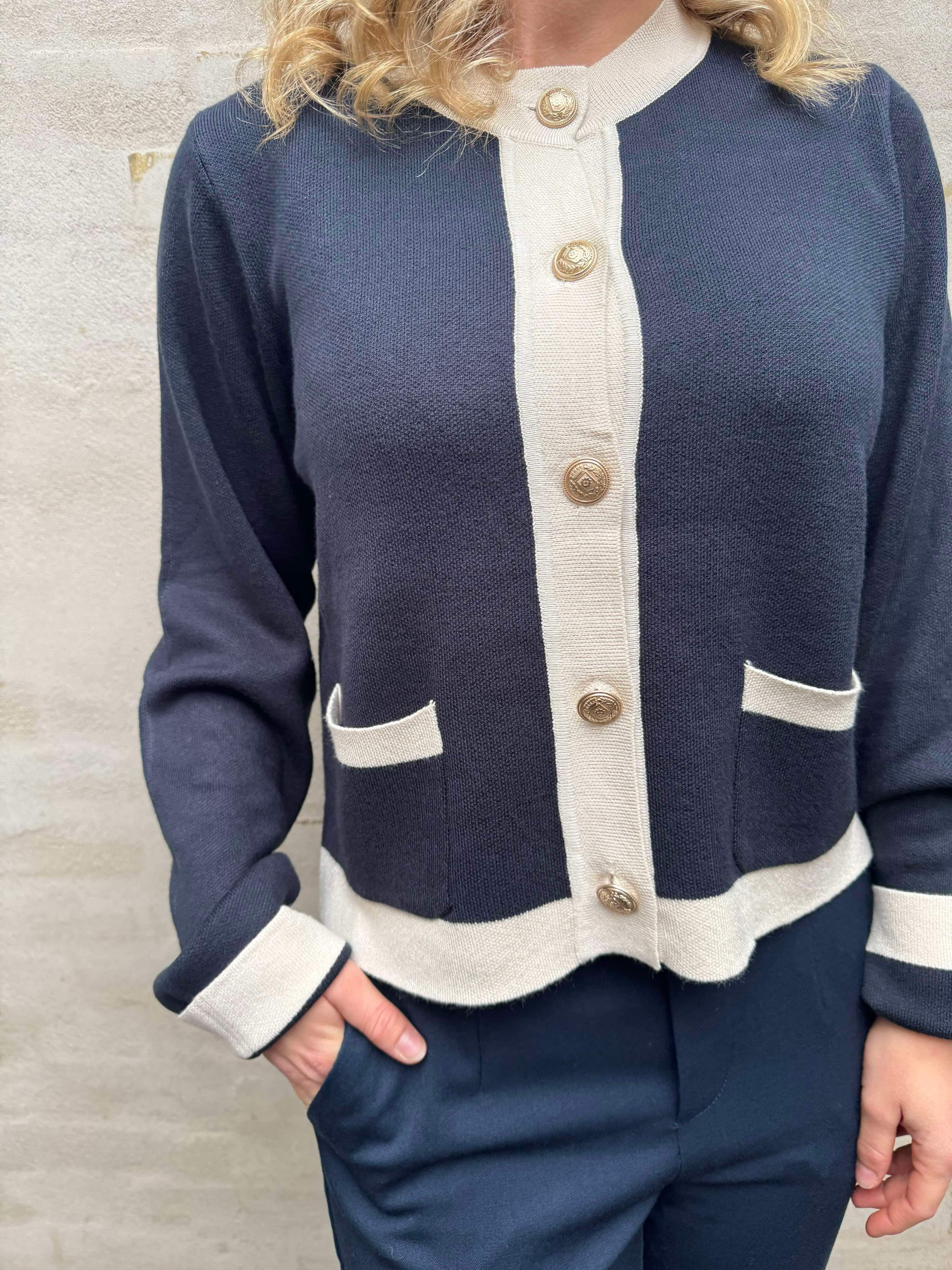 Aio Annemarie cardigan dress blues solid