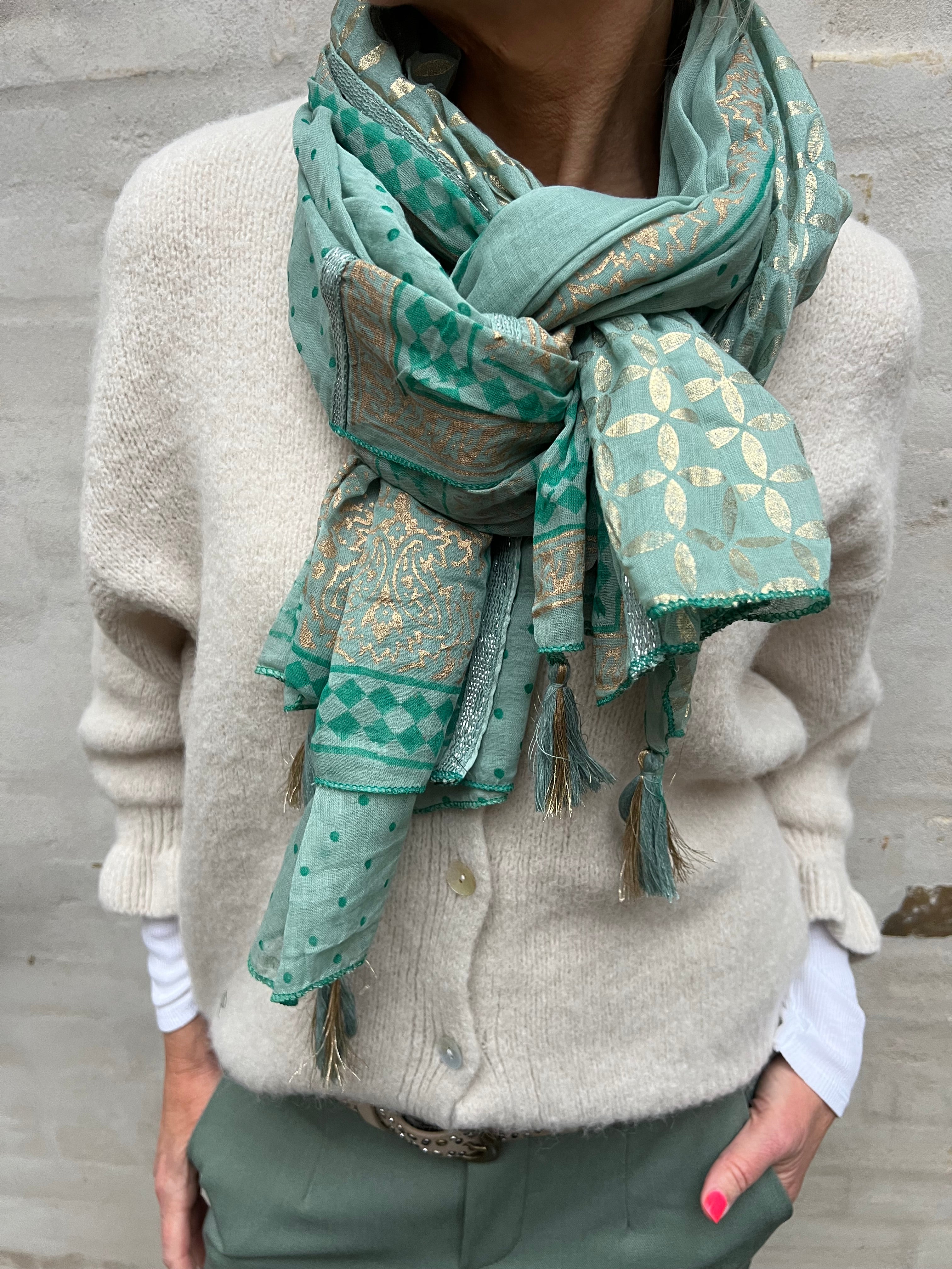 Cyrille scarf green- gold