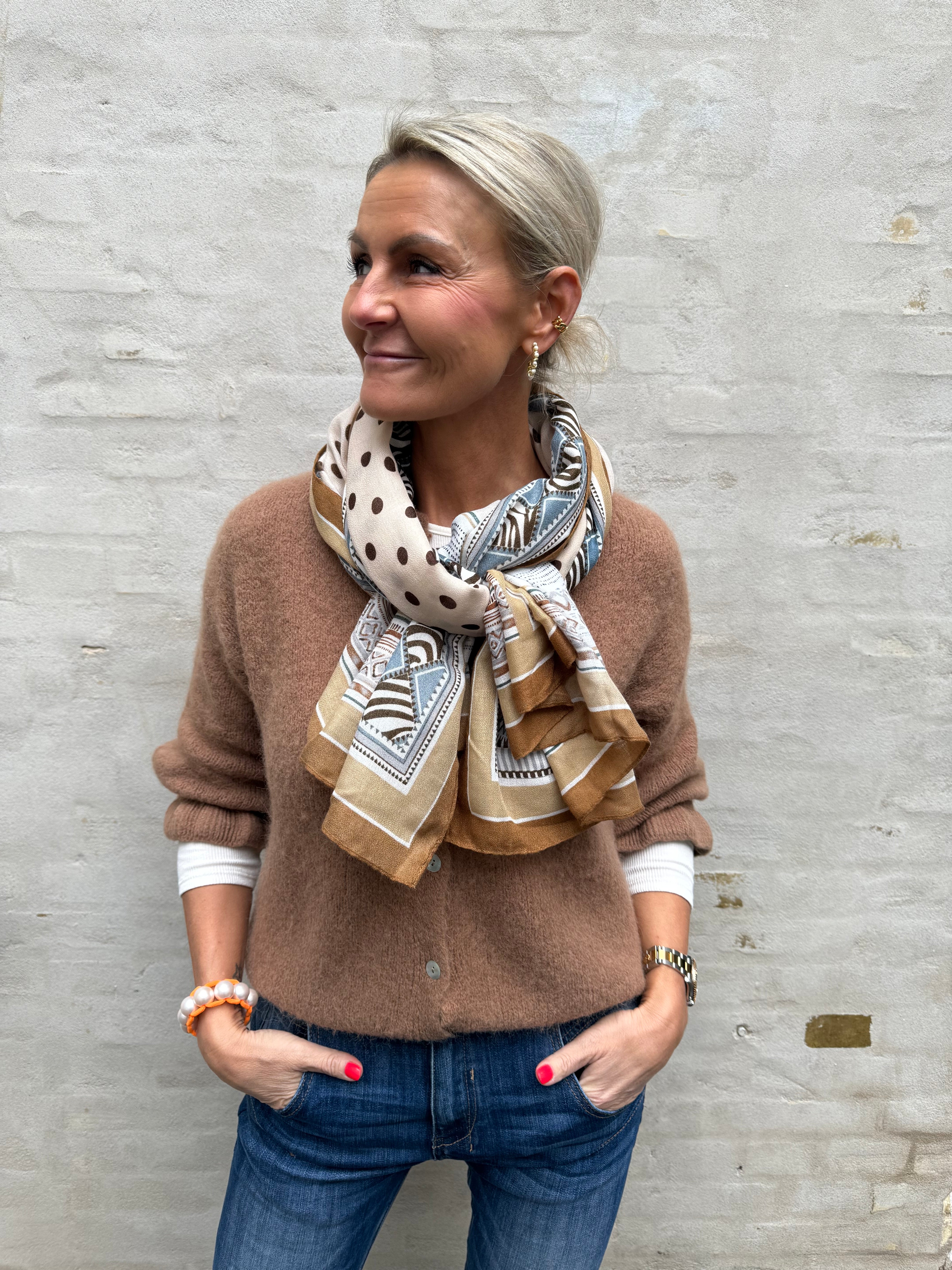 Printed Scarf - Brown