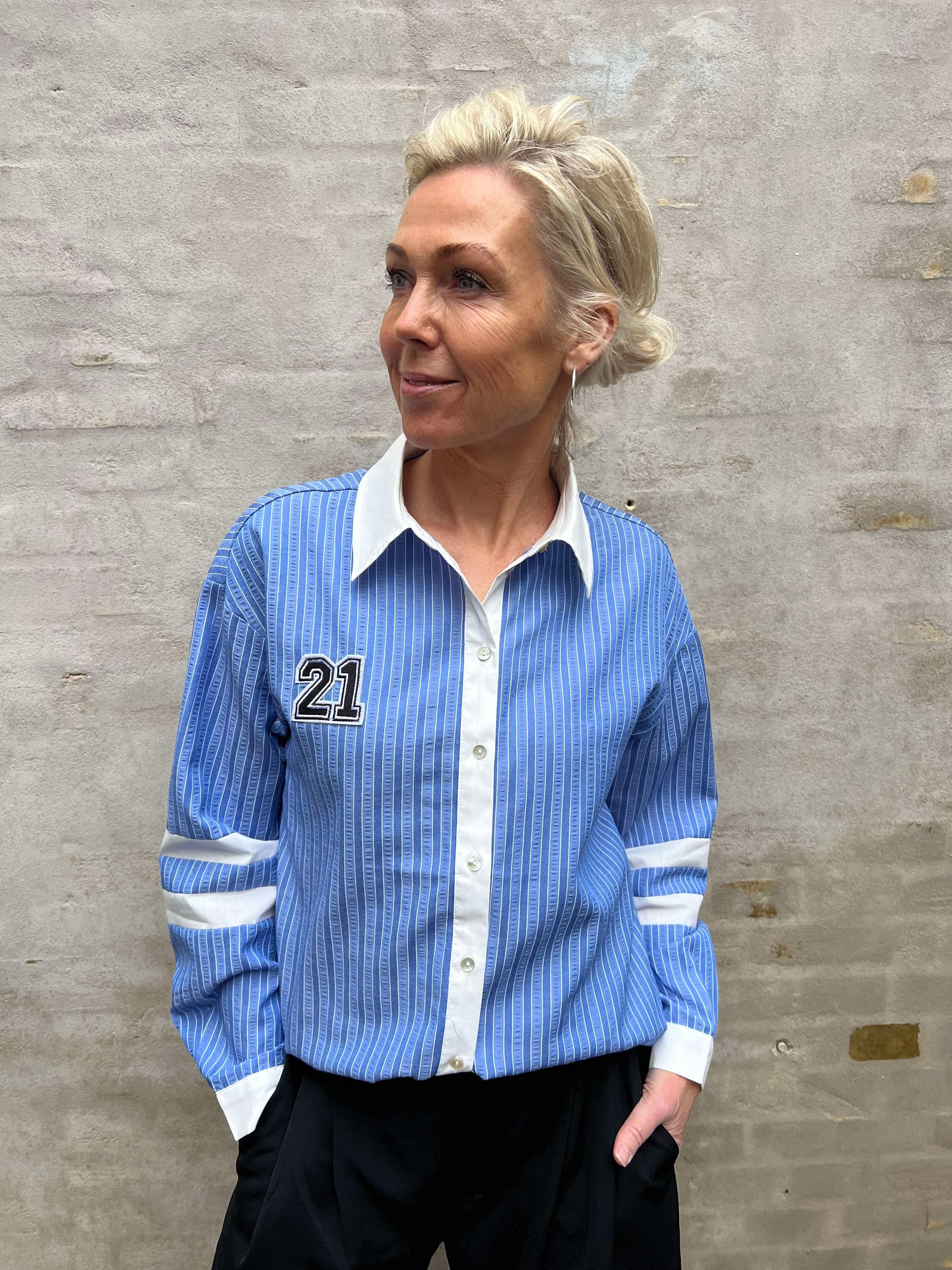 Ally 21 shirt blue stripe