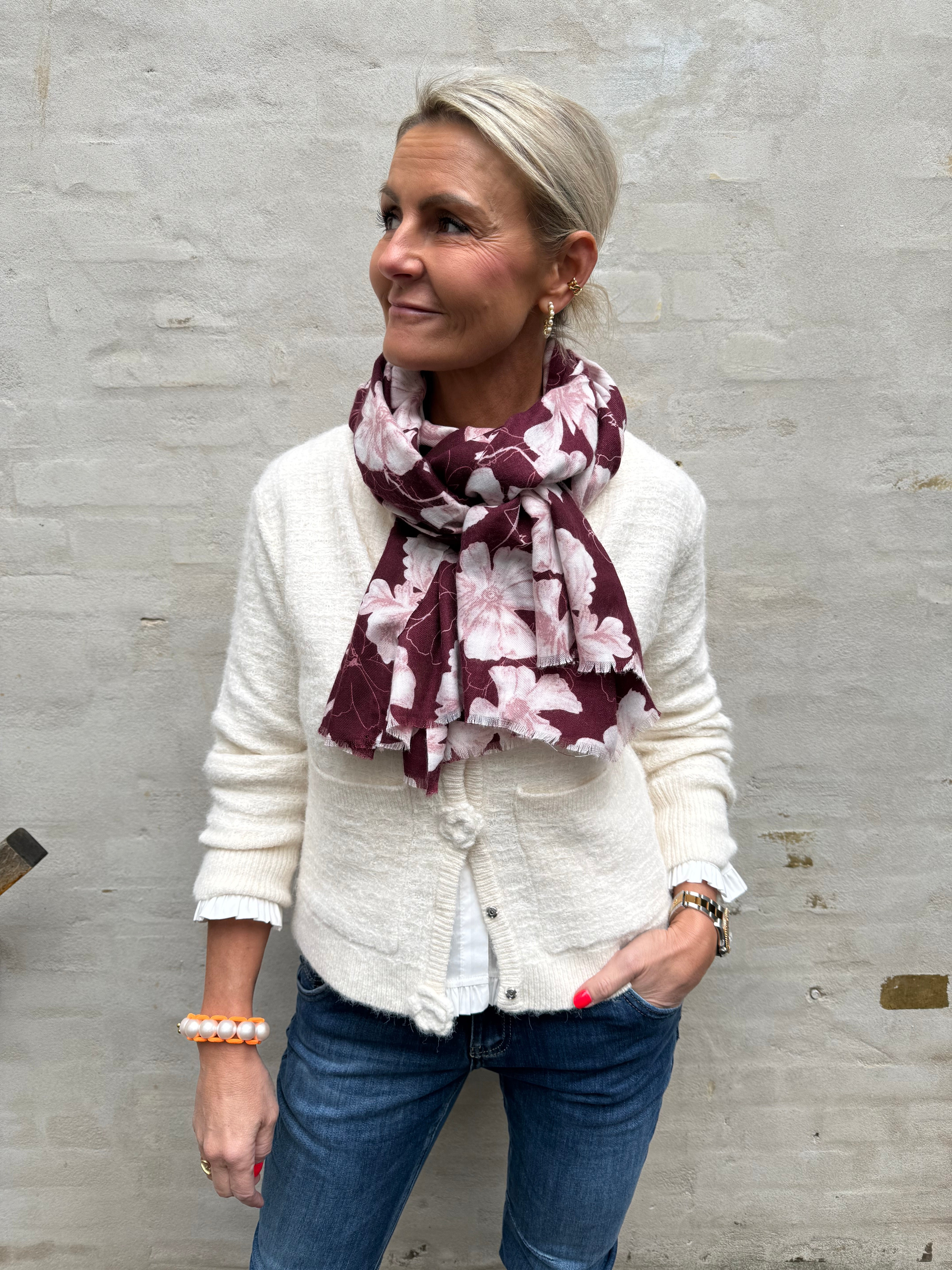 Flower Scarf - Bordeaux