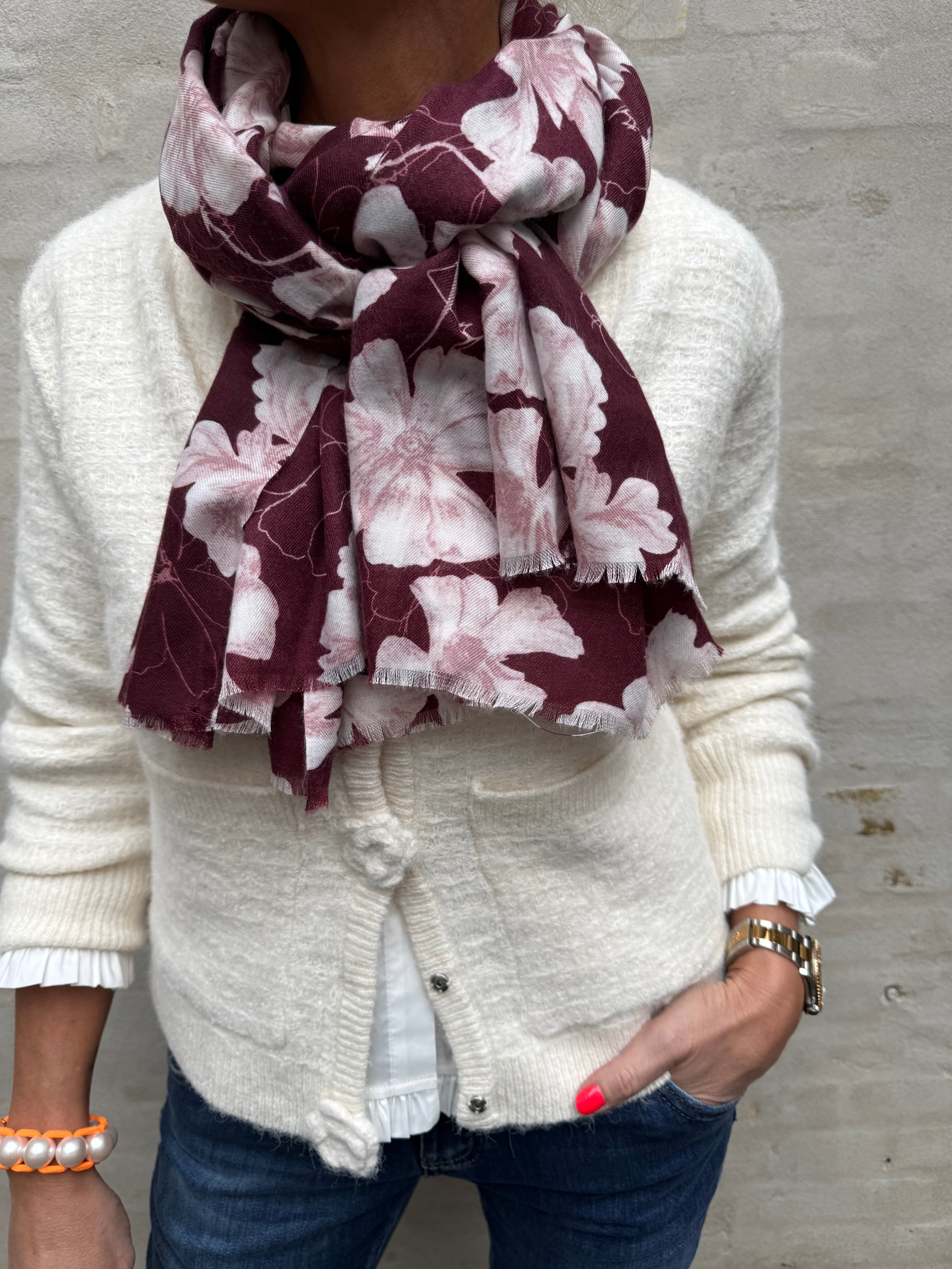 Flower Scarf - Bordeaux
