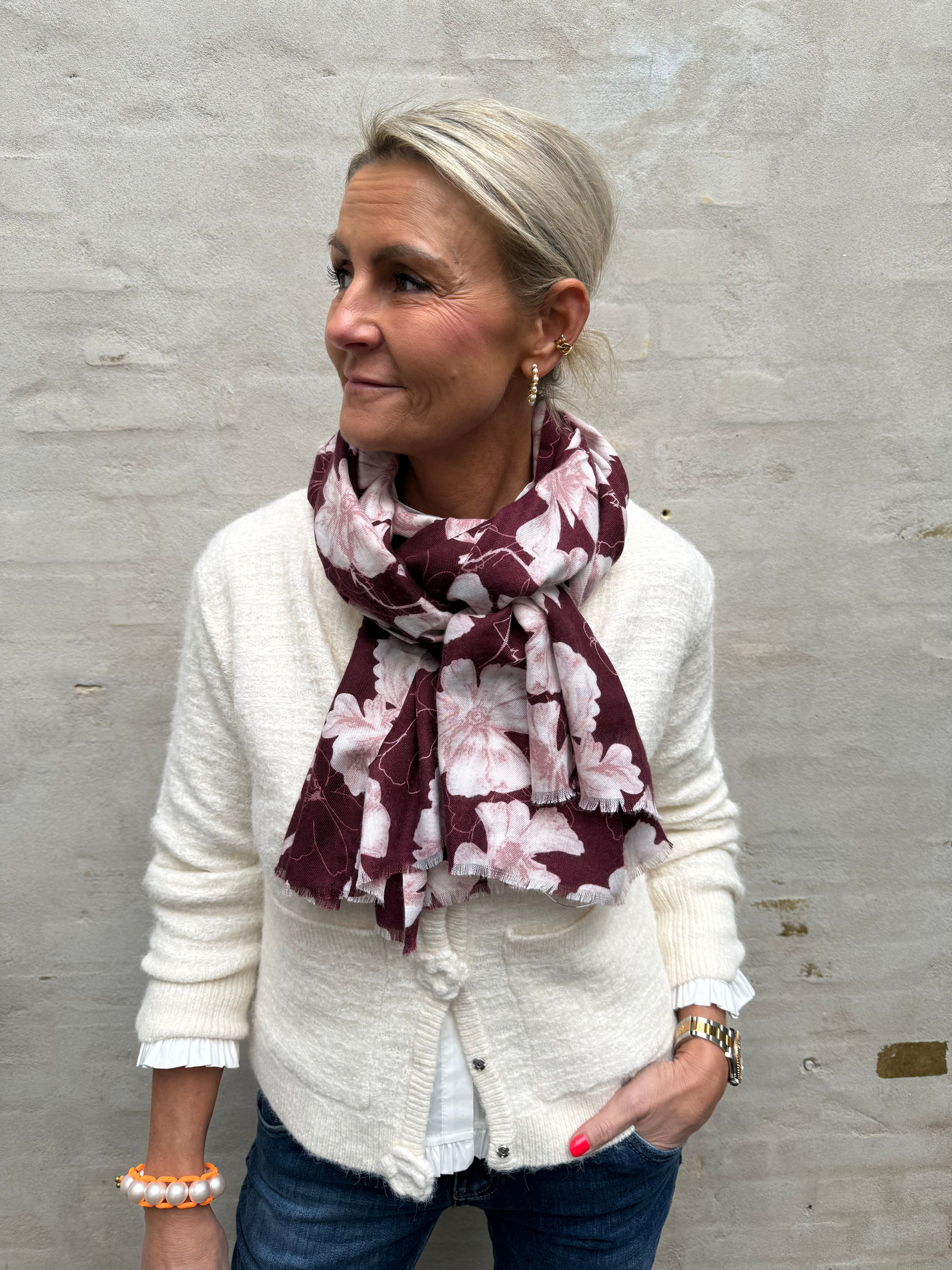 Flower Scarf - Bordeaux