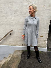 Rosemary Life L/S Collar Dress - Light Grey Melange