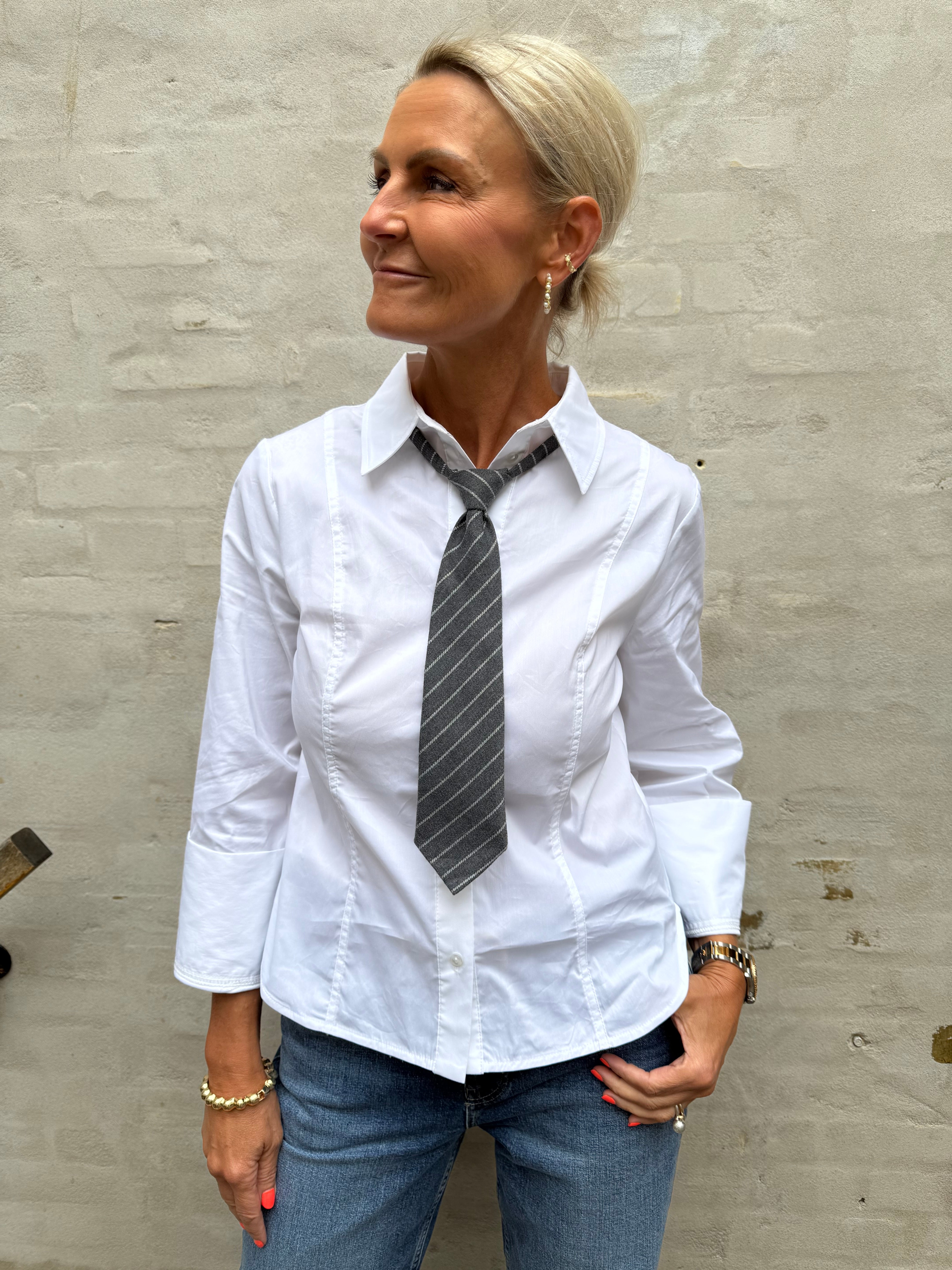 Nila Stripe Tie - Mid Grey