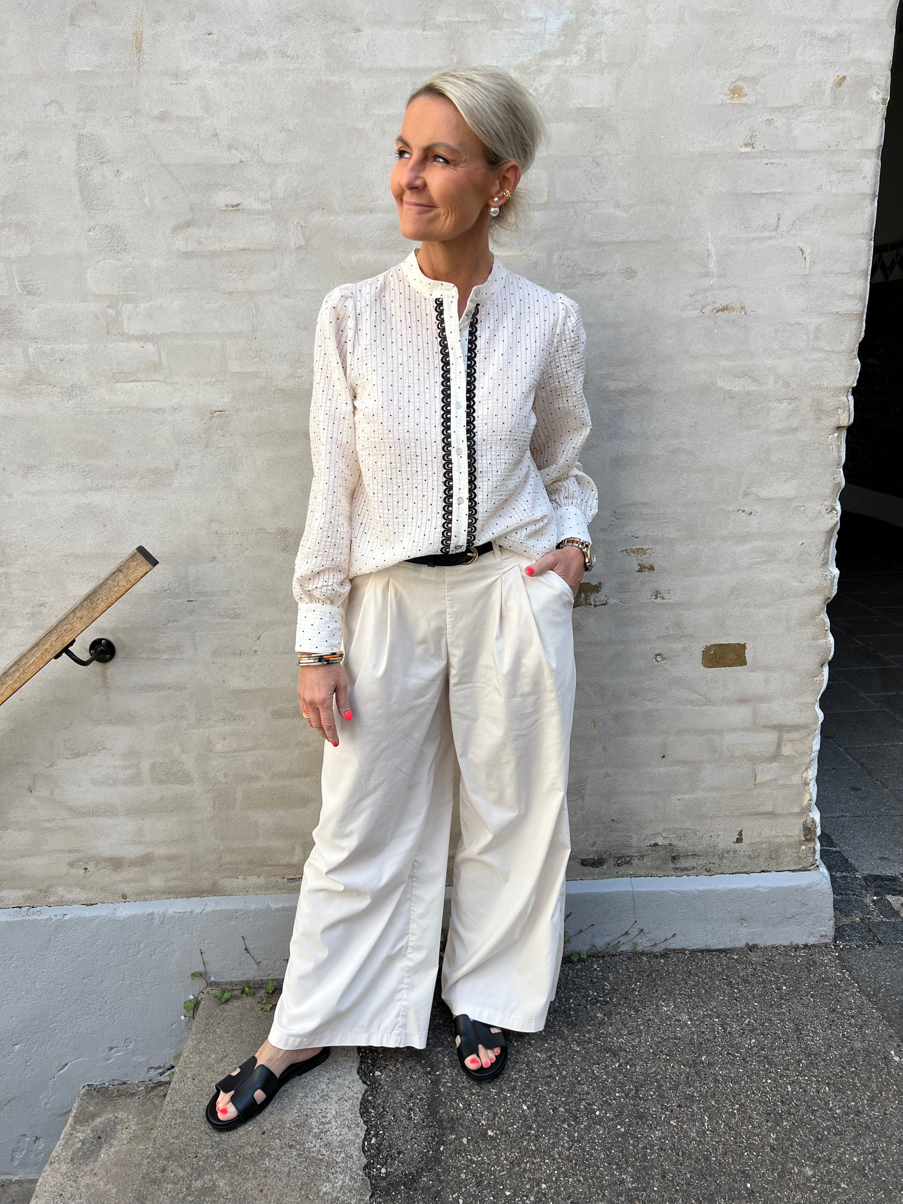 Francisca Dot Lace Shirt Off White