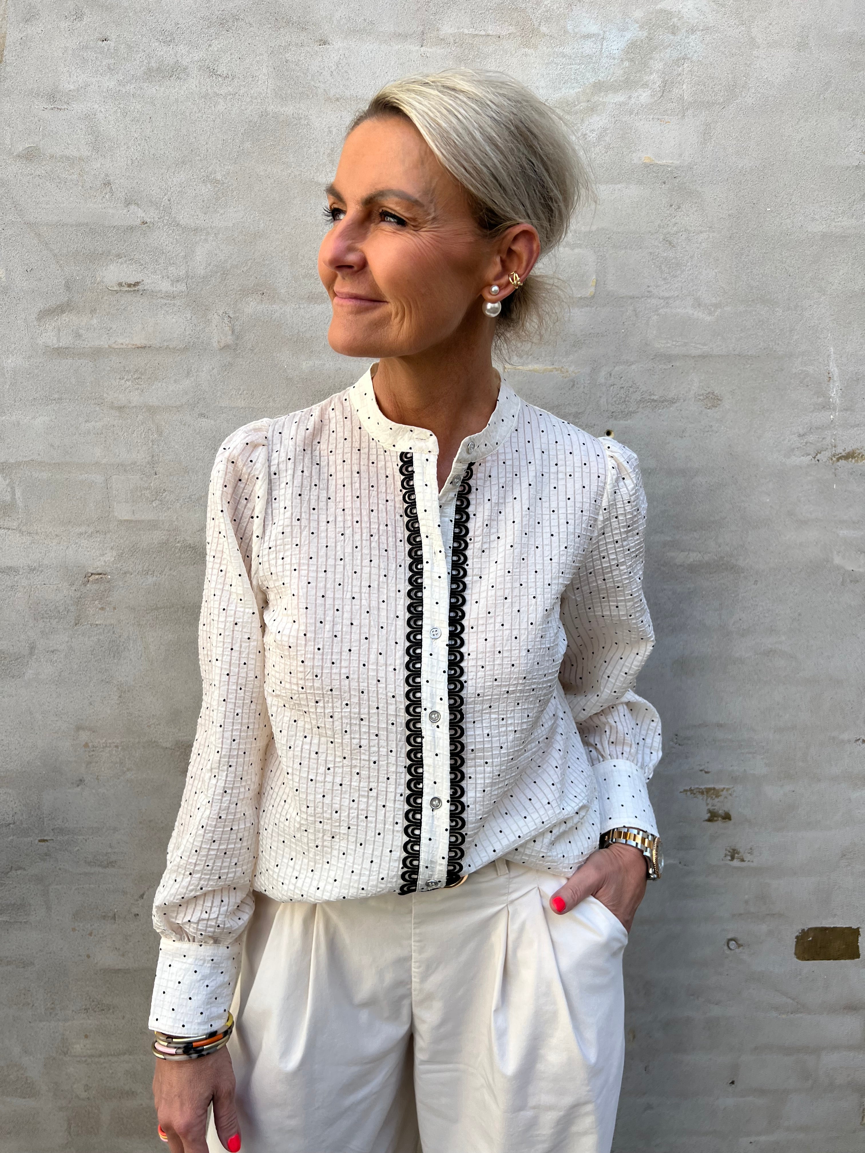 Francisca Dot Lace Shirt Off White