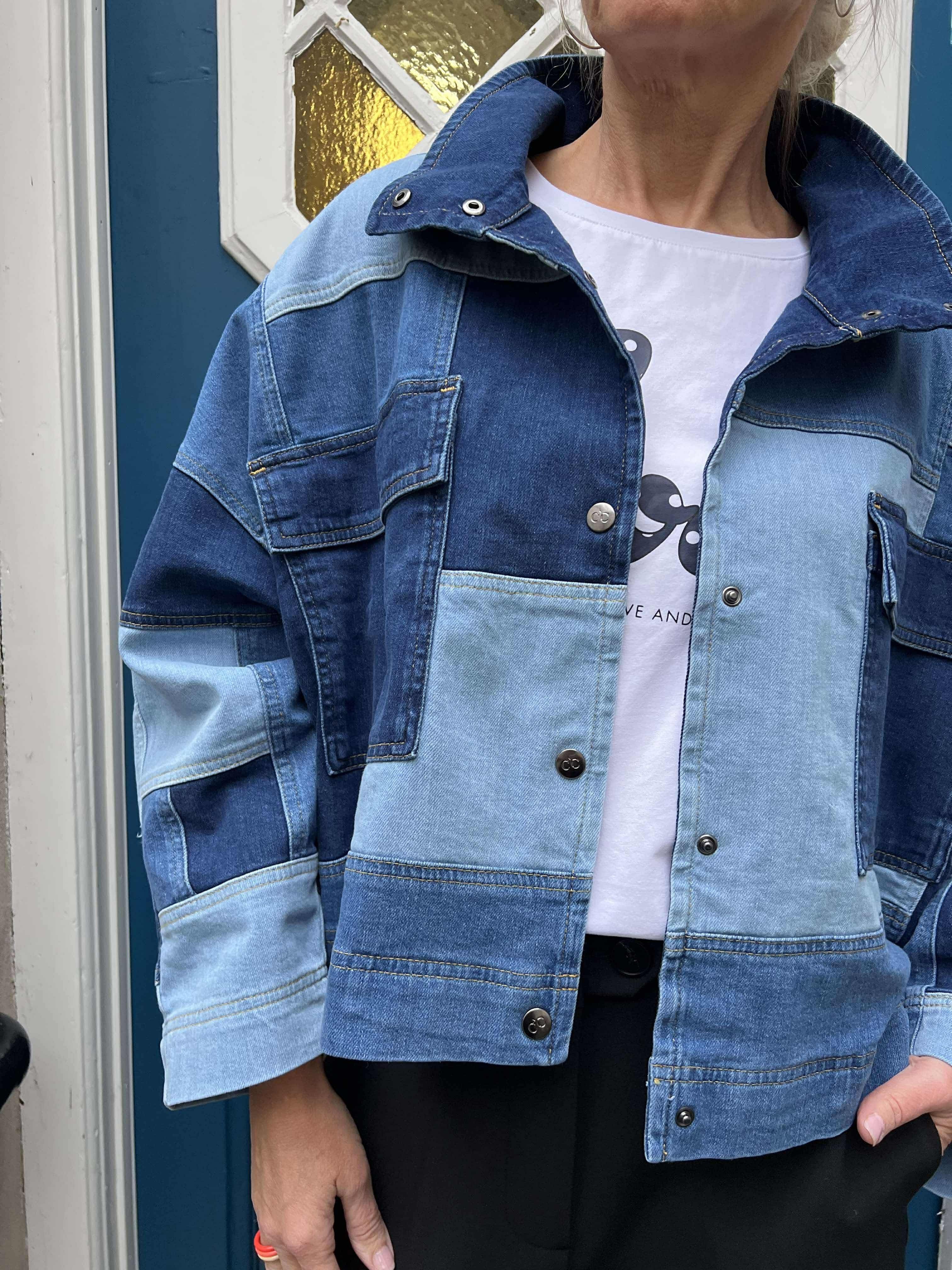 Patch denim box jacket denim blue