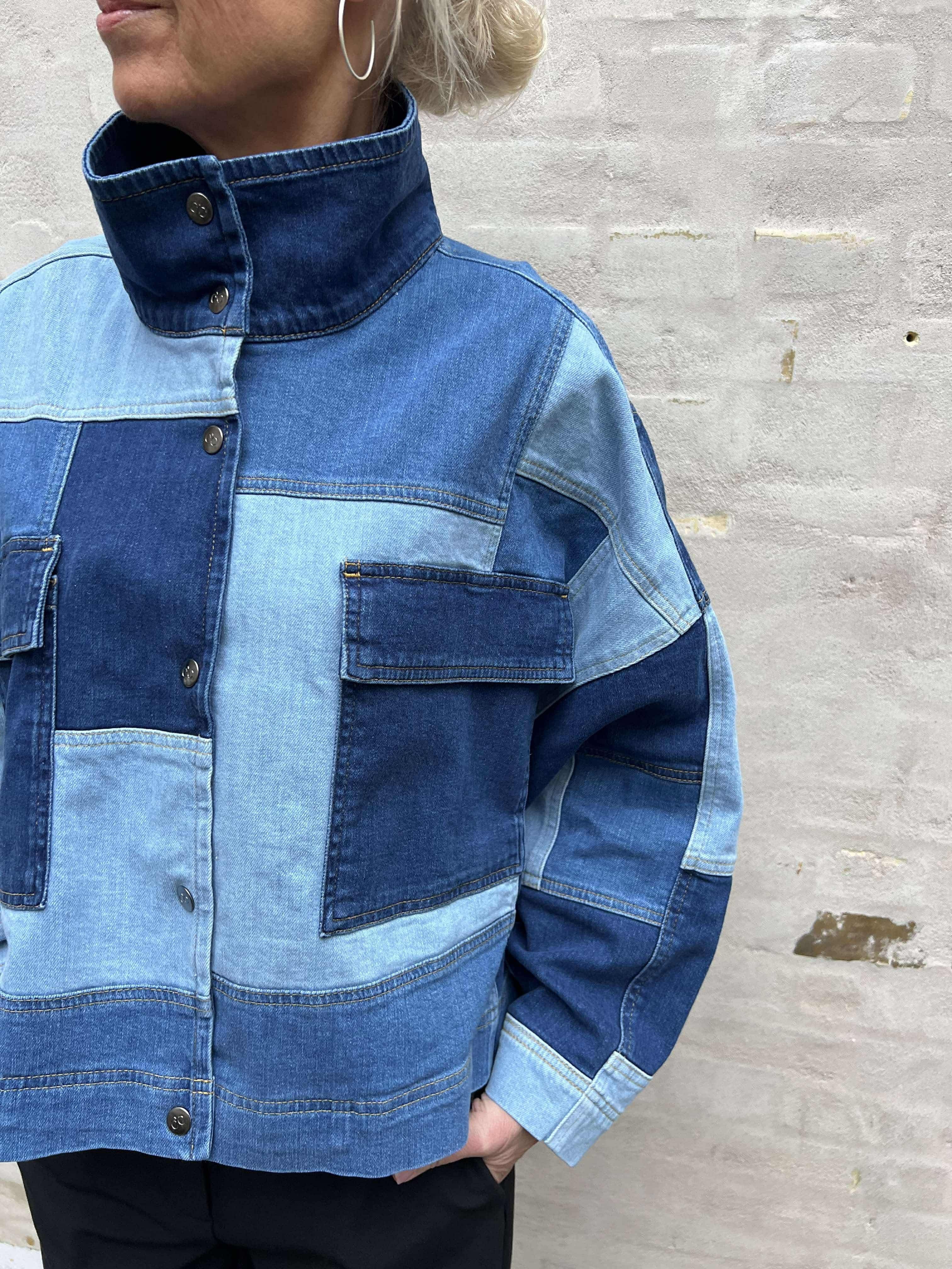 Patch denim box jacket denim blue