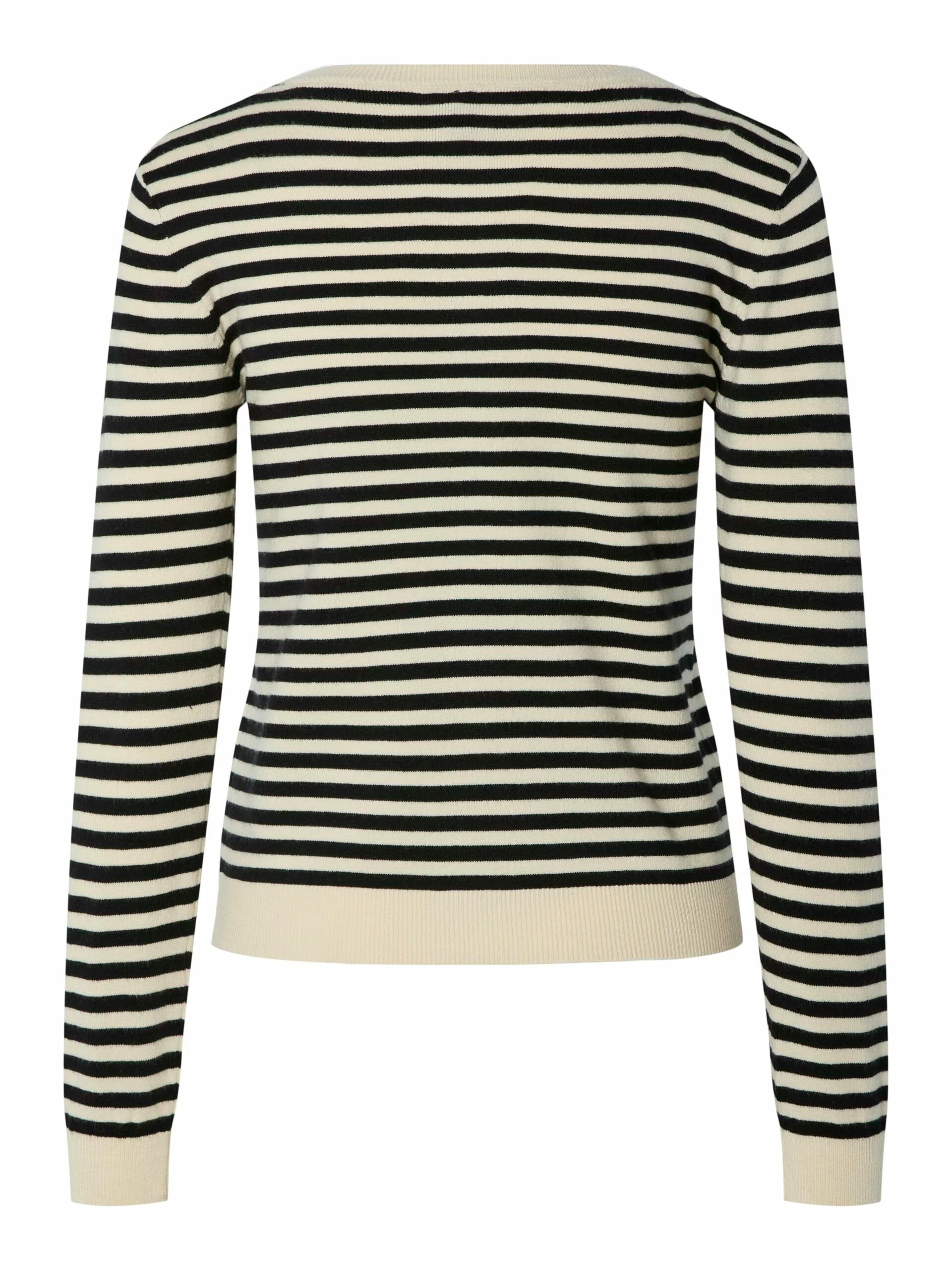 NORA O-NECK KNIT CARDIGAN - Birch/Black