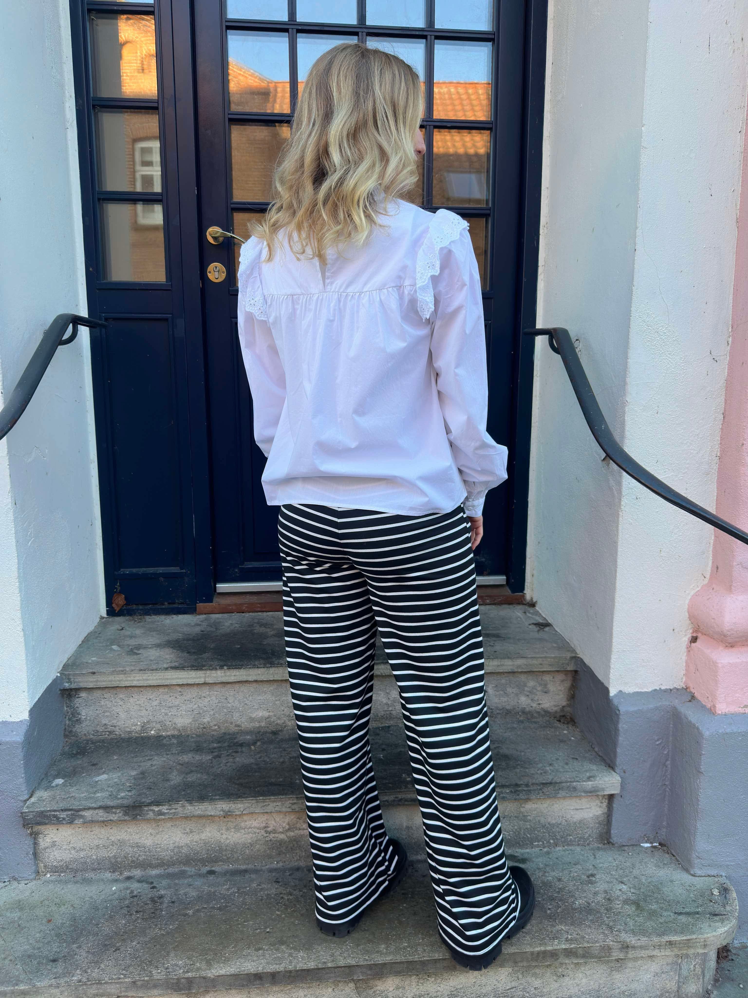 Alma wide pant black/white stripes