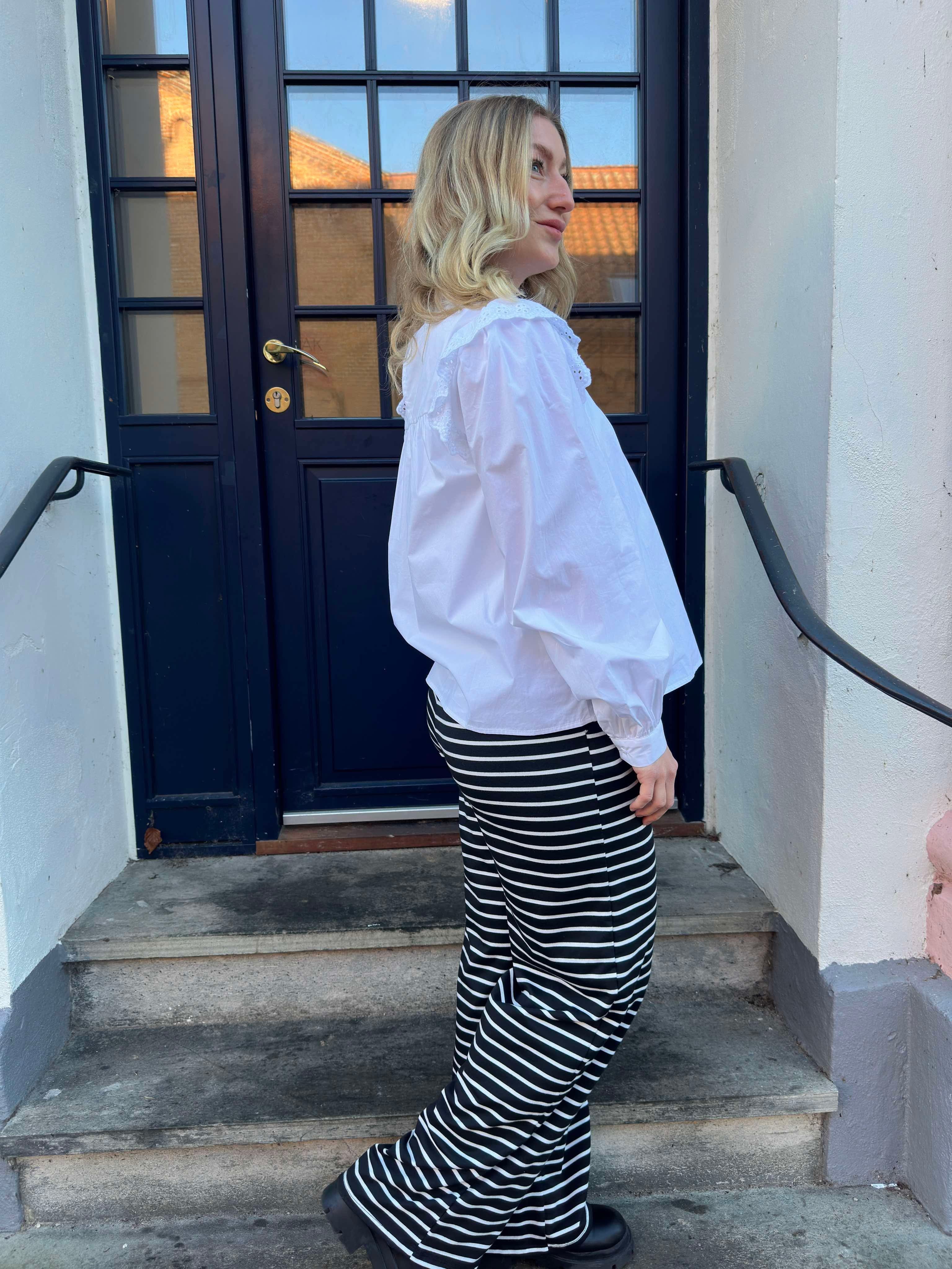 Alma wide pant black/white stripes