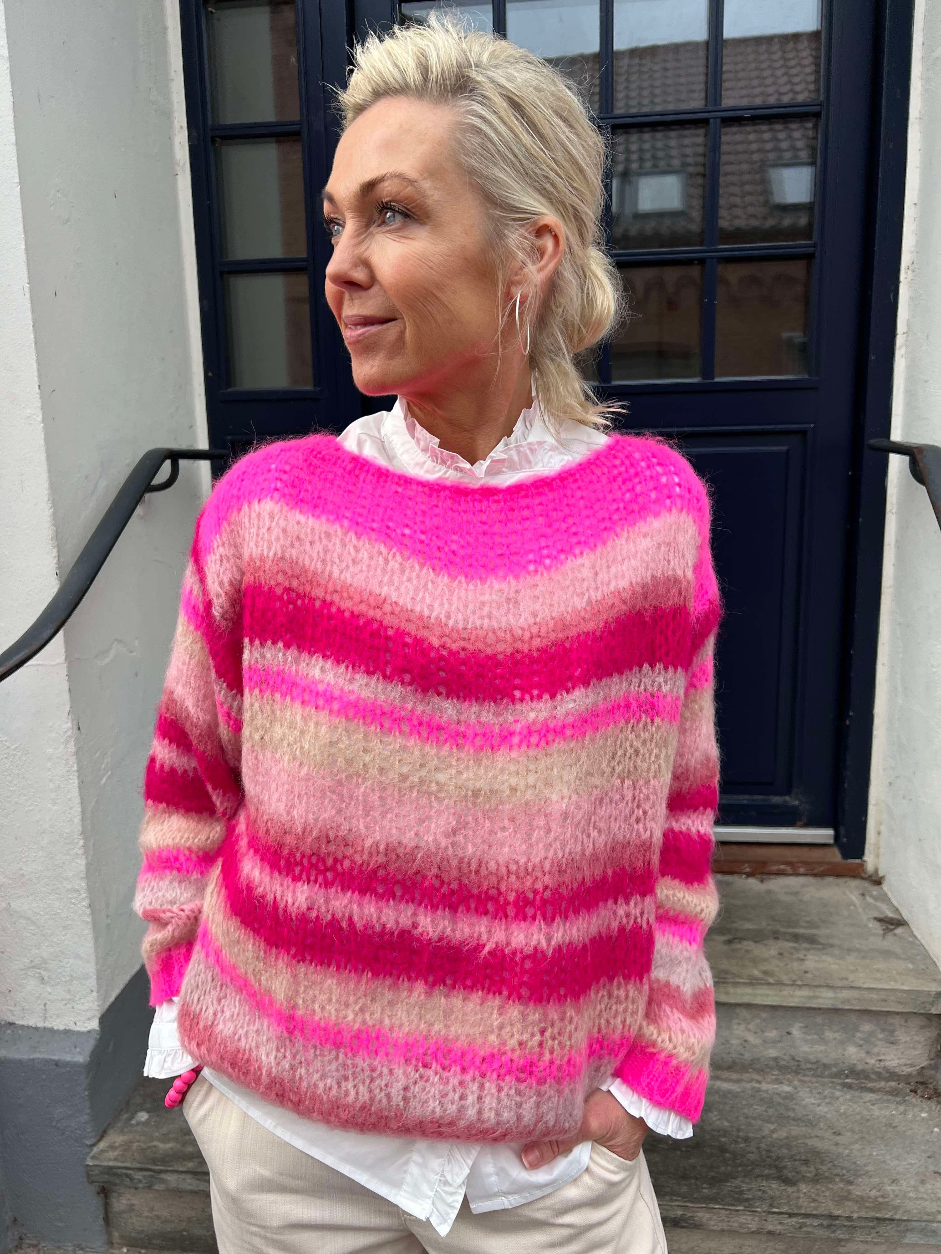 Adria multi striped jumper pink passion