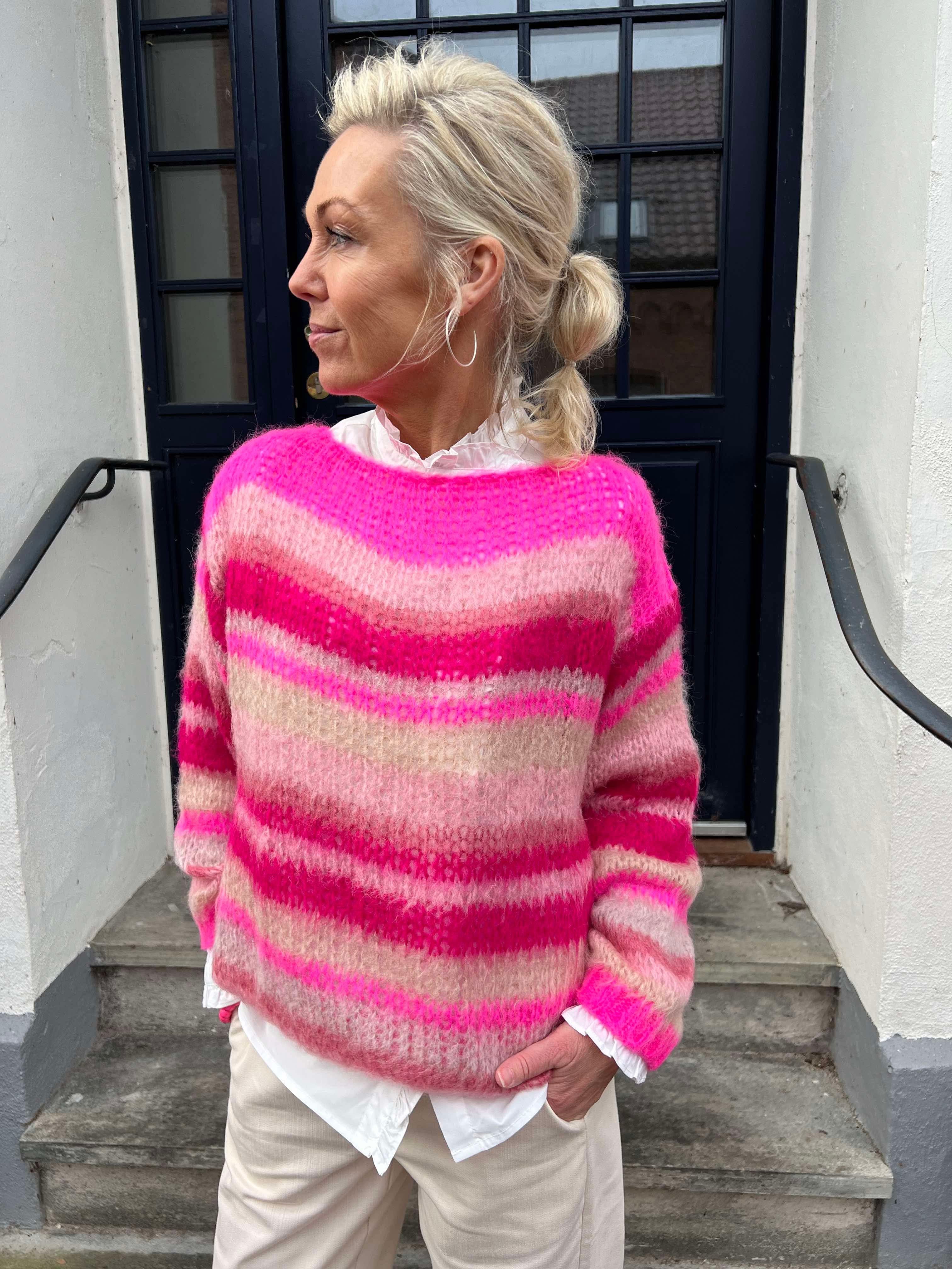 Adria multi striped jumper pink passion