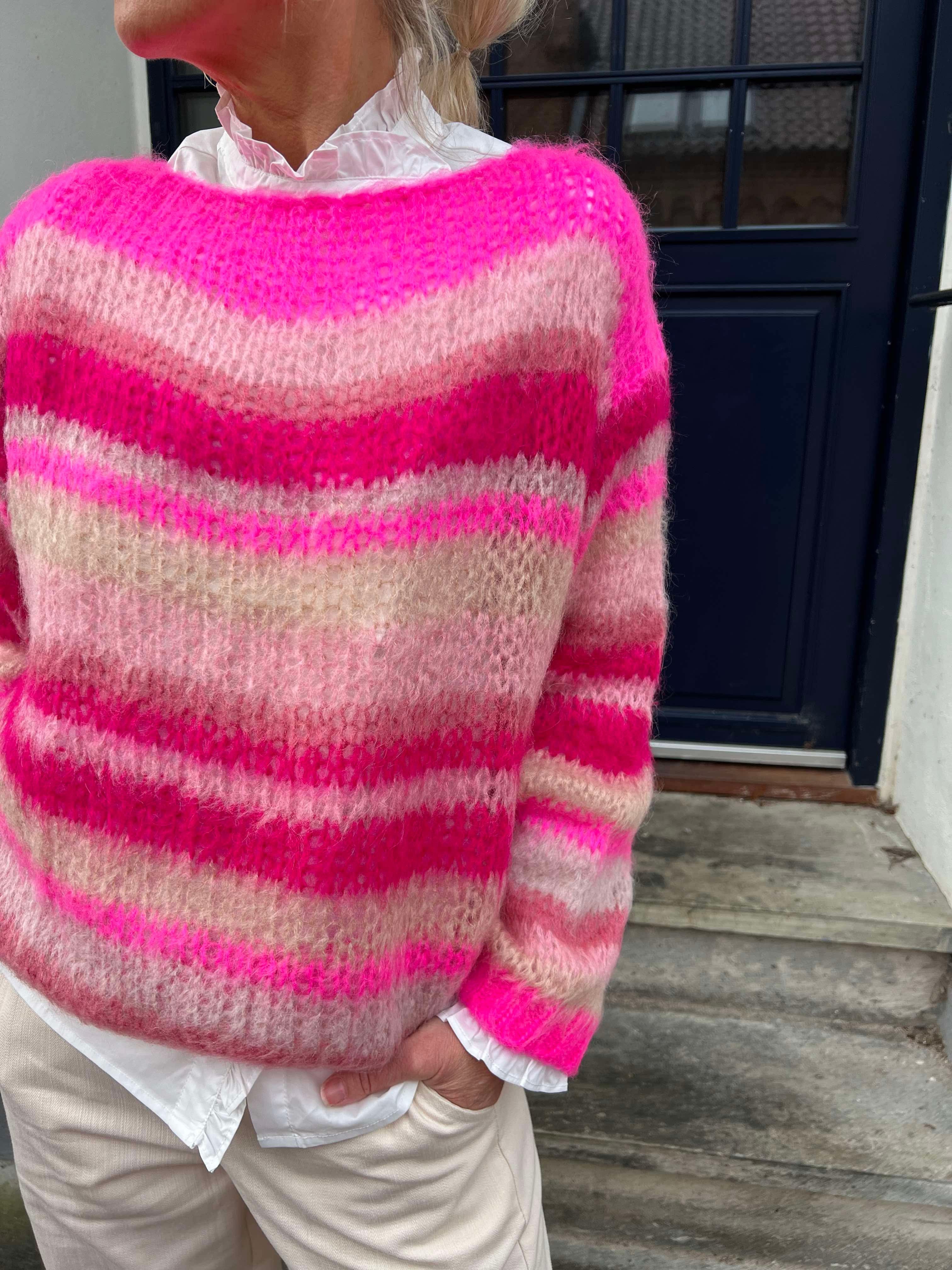 Adria multi striped jumper pink passion