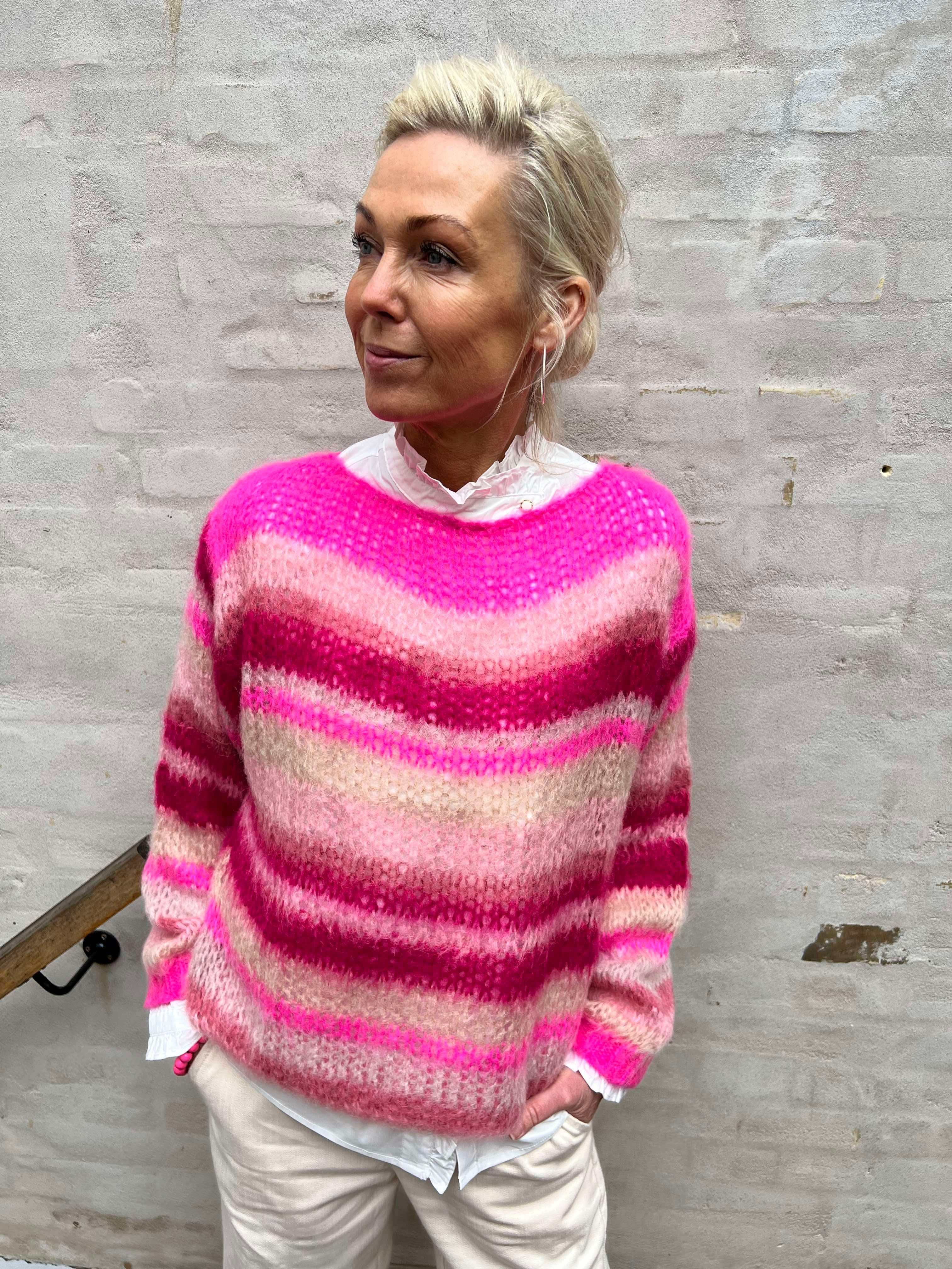 Adria multi striped jumper pink passion