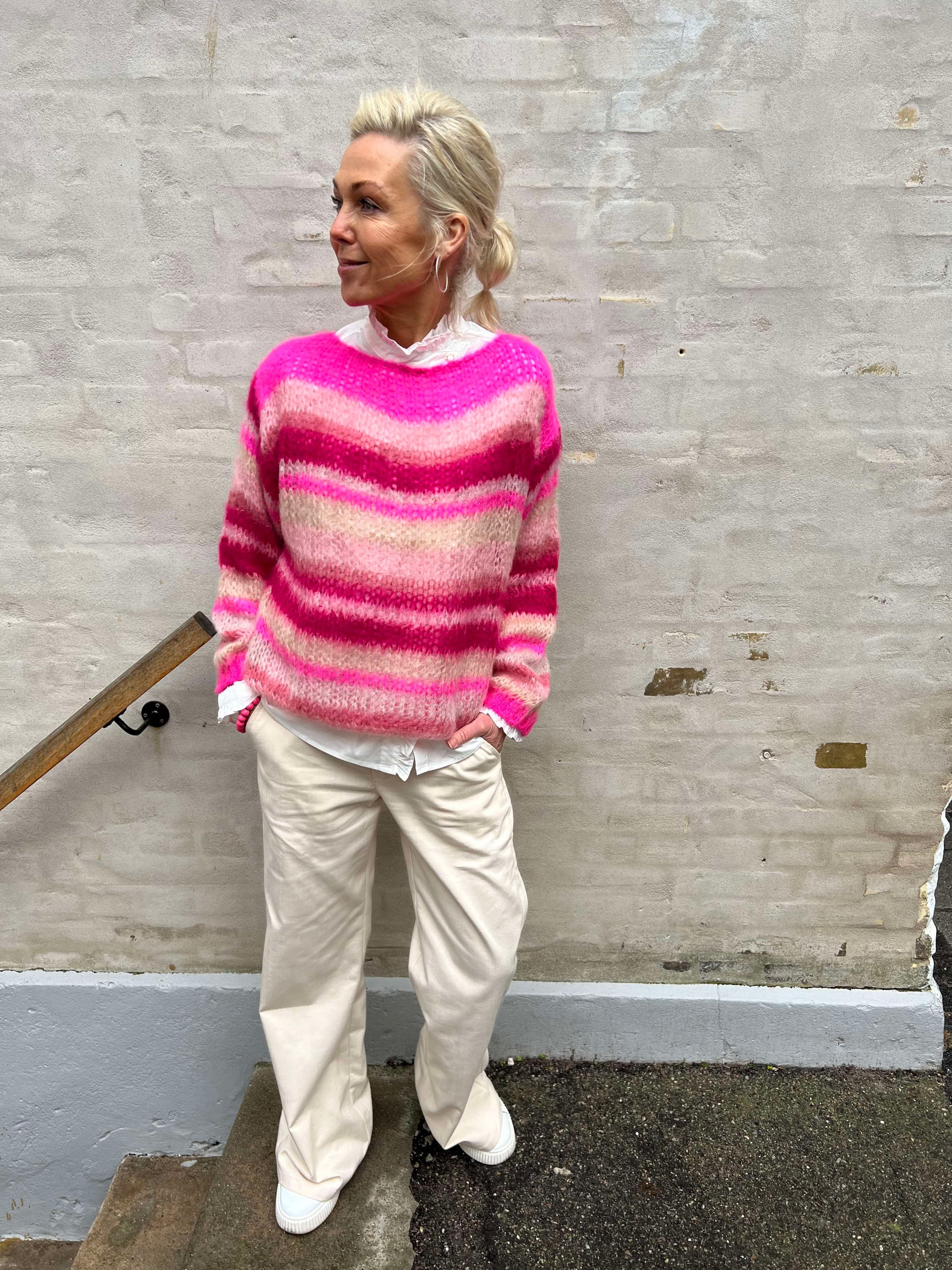 Adria multi striped jumper pink passion