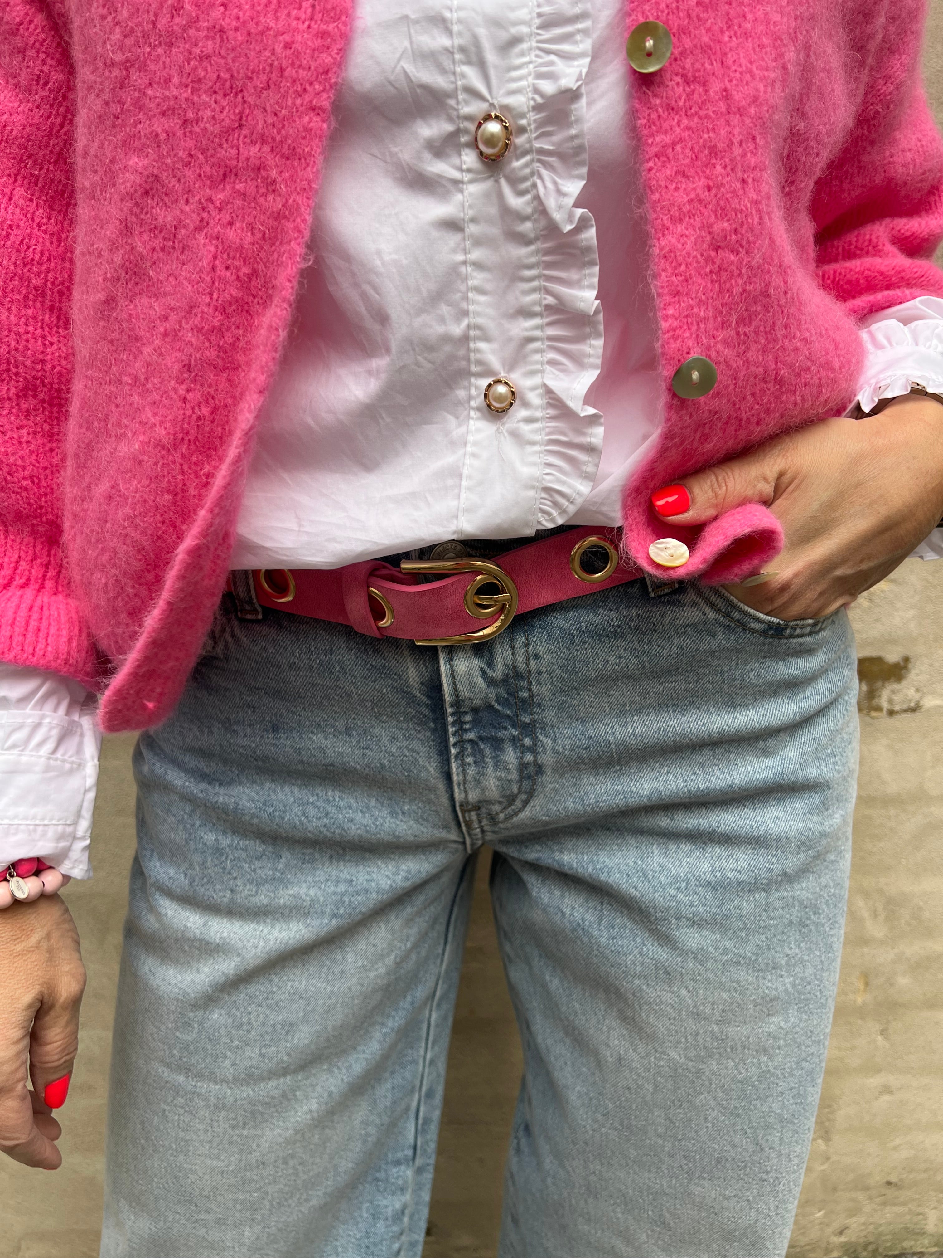 Alva belt w rings pink