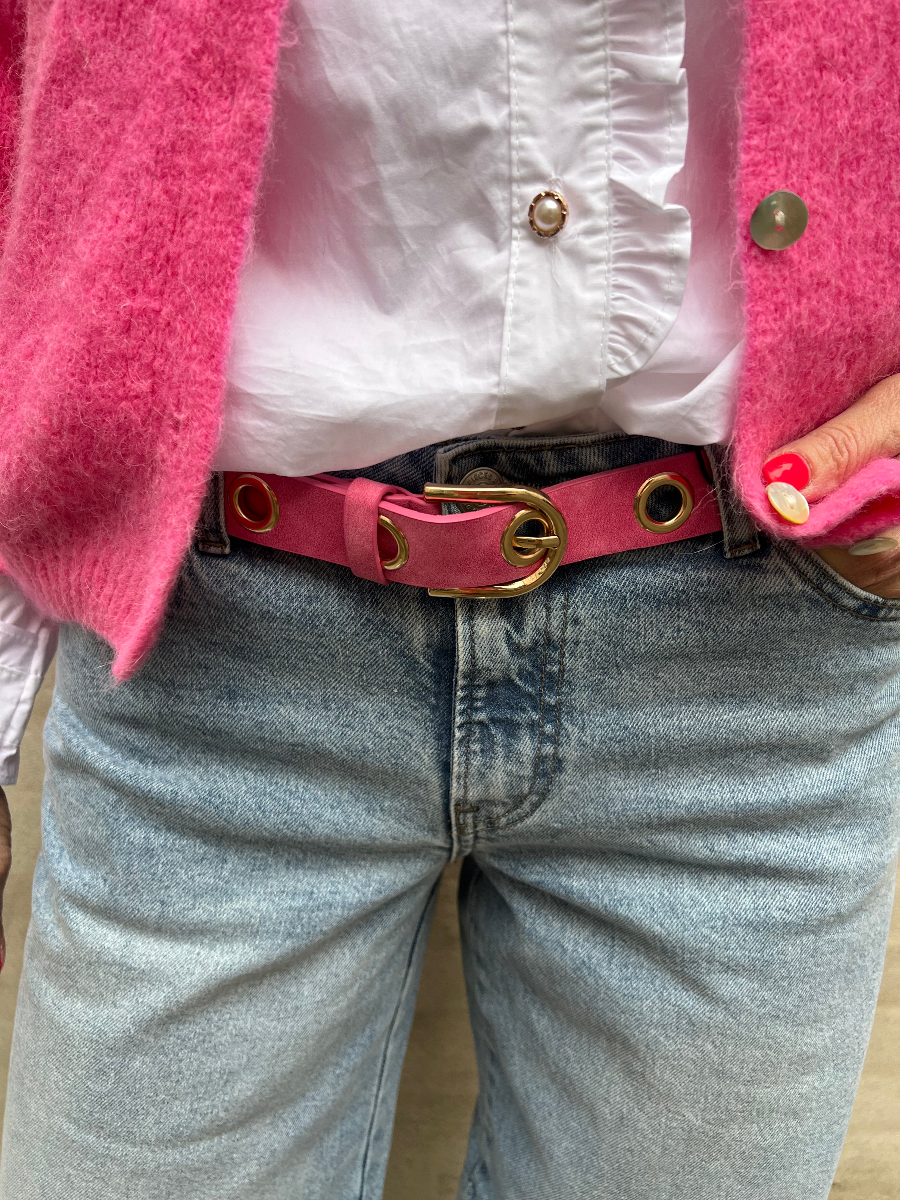 Alva belt w rings pink