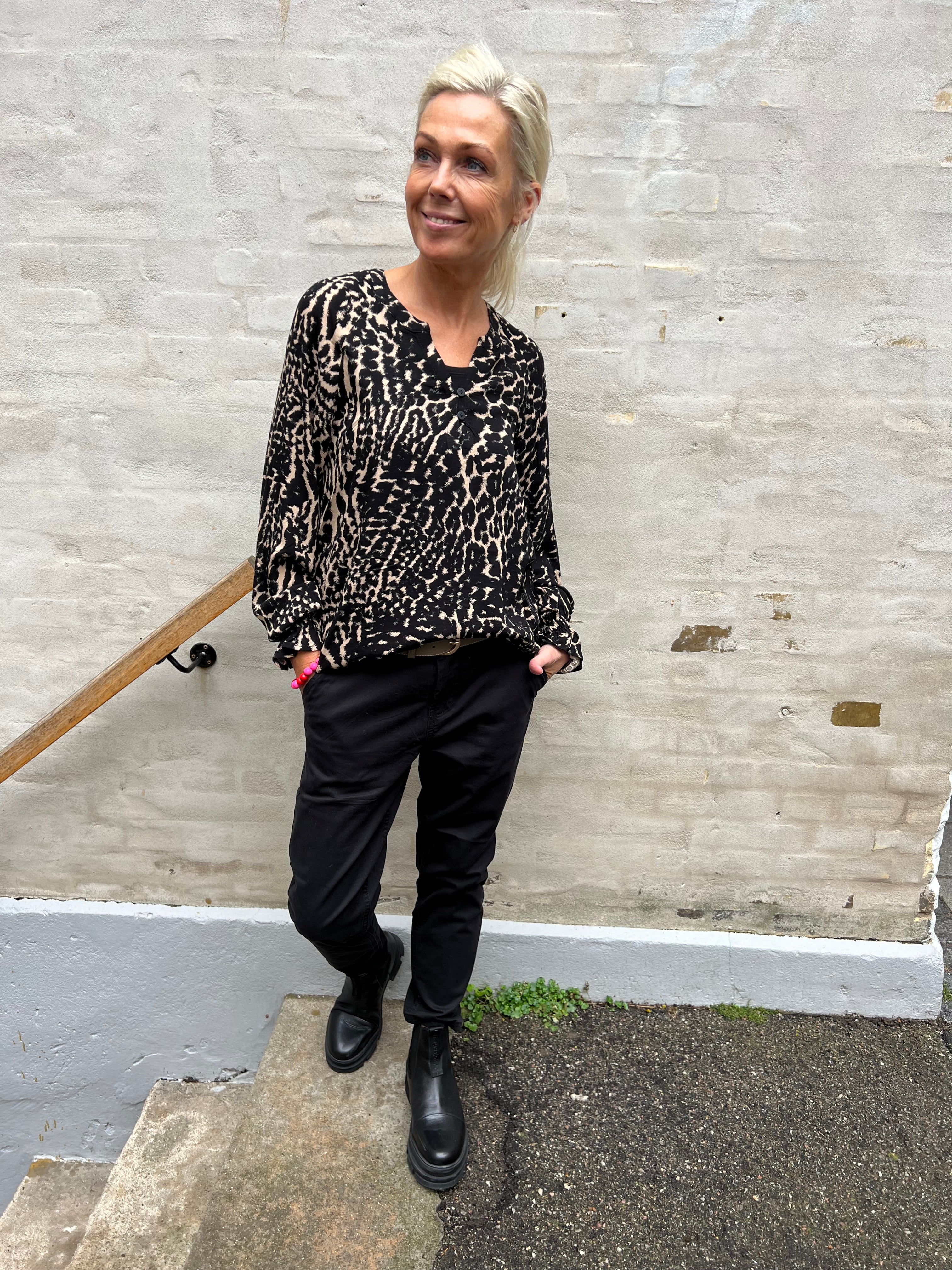 Ando Andrea LS blouse leopard