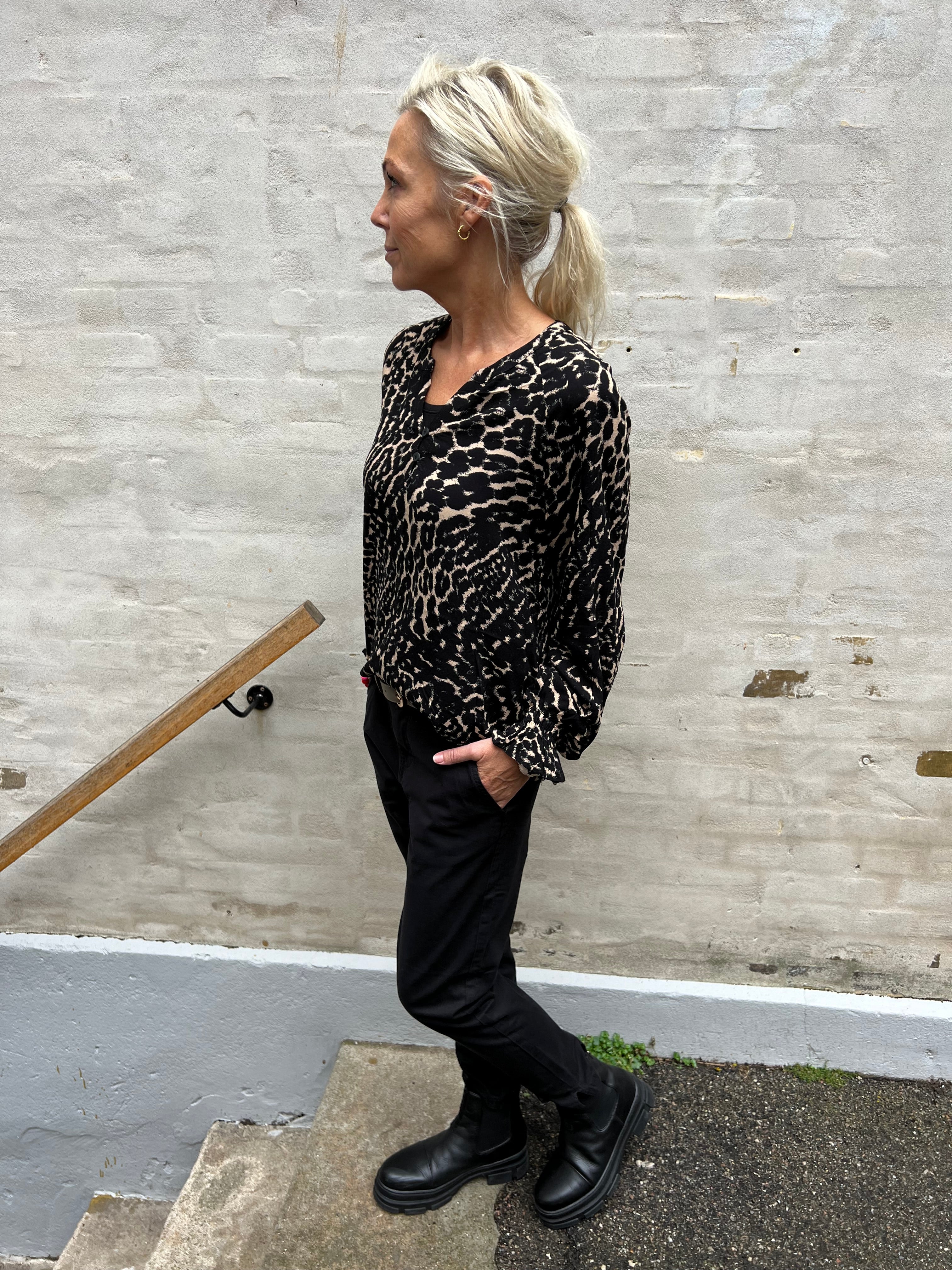 Ando Andrea LS blouse leopard